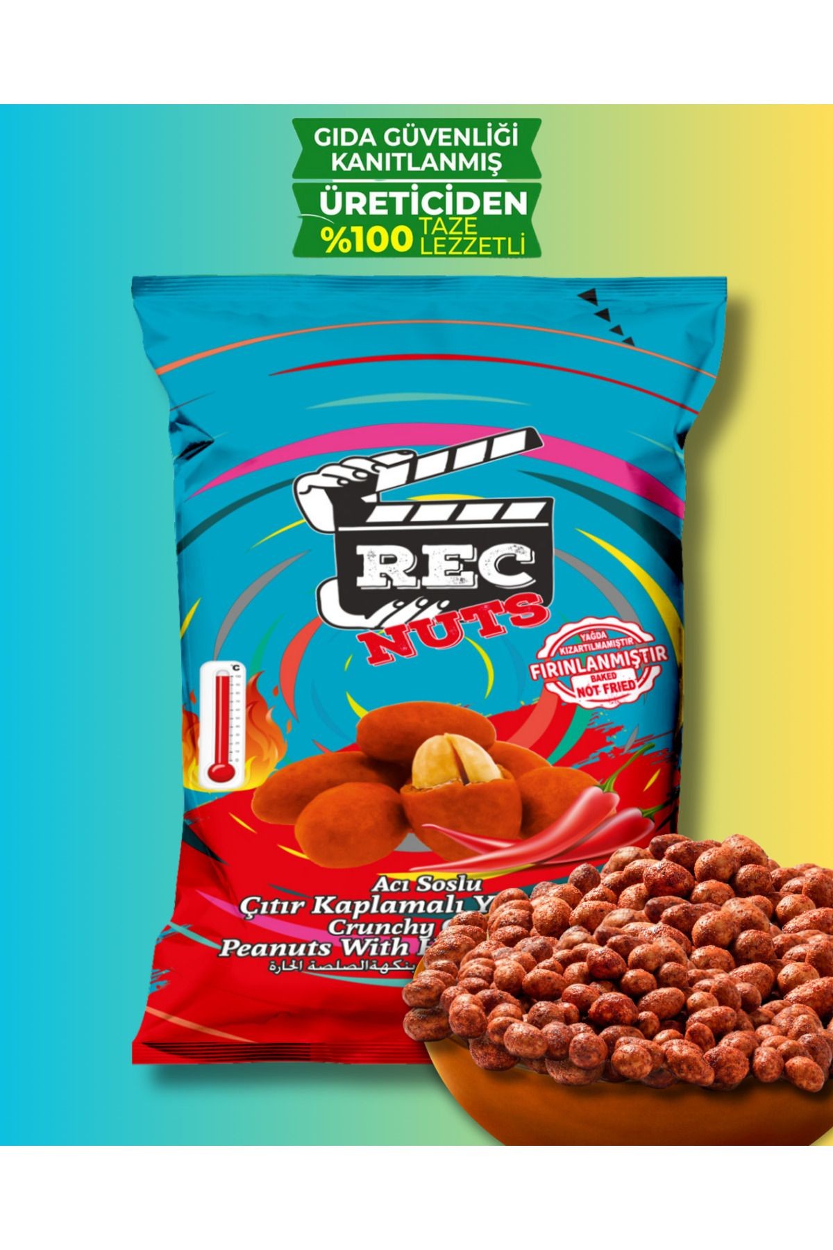 Acı Soslu Çıtır Kaplamalı Fırınlanmış Yer Fıstığı 40 gr X 5 Adet