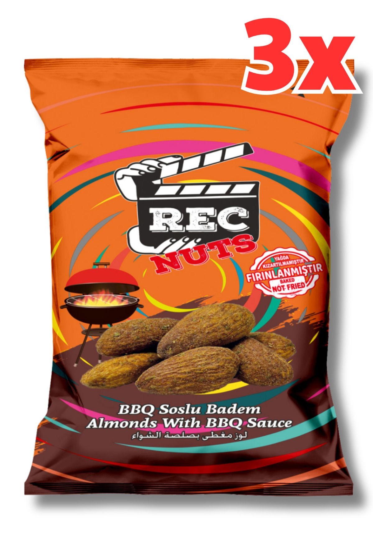 Barbekü Soslu Badem 40gr X 3 Adet ( 120gr ) - Fırınlanmış Sağlıklı Atıştırmalık