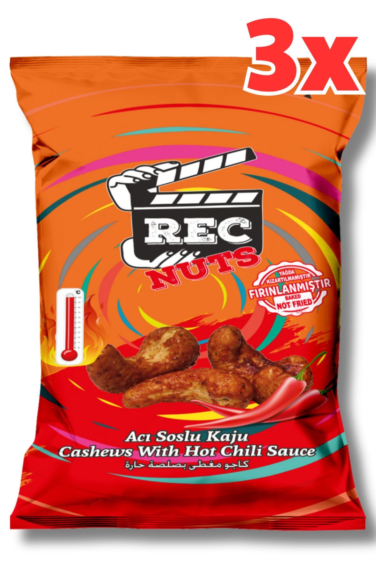 Acı Soslu Kaju 40 gr X 3 Adet ( 120gr ) - Fırınlanmış Sağlıklı Atıştırmalık