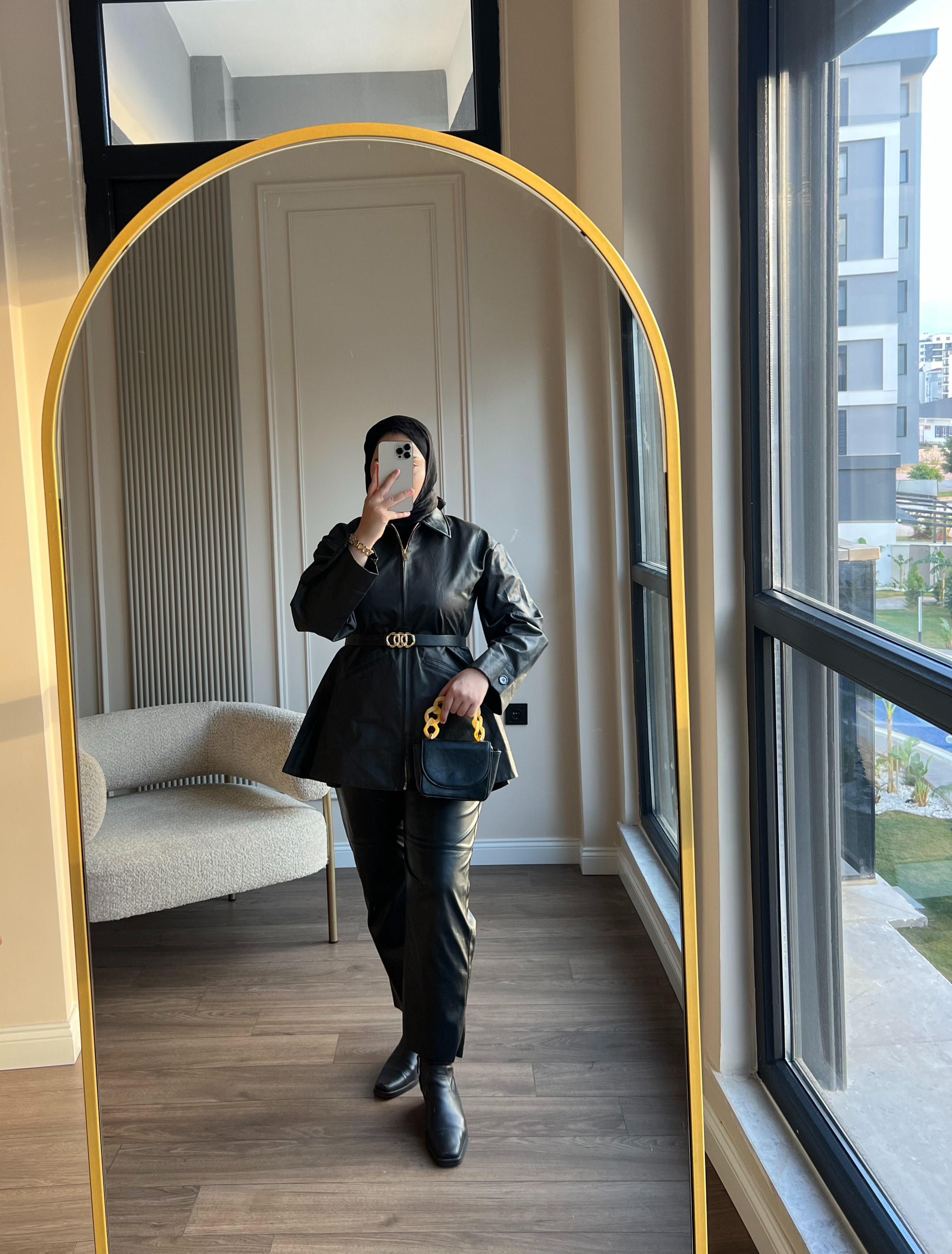 Belden Oturtmalı Fermuarlı Trenç Acı Kahve