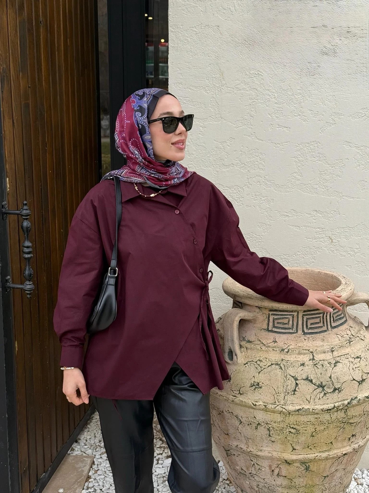 Sera Pamuk Gömlek  - Bordo
