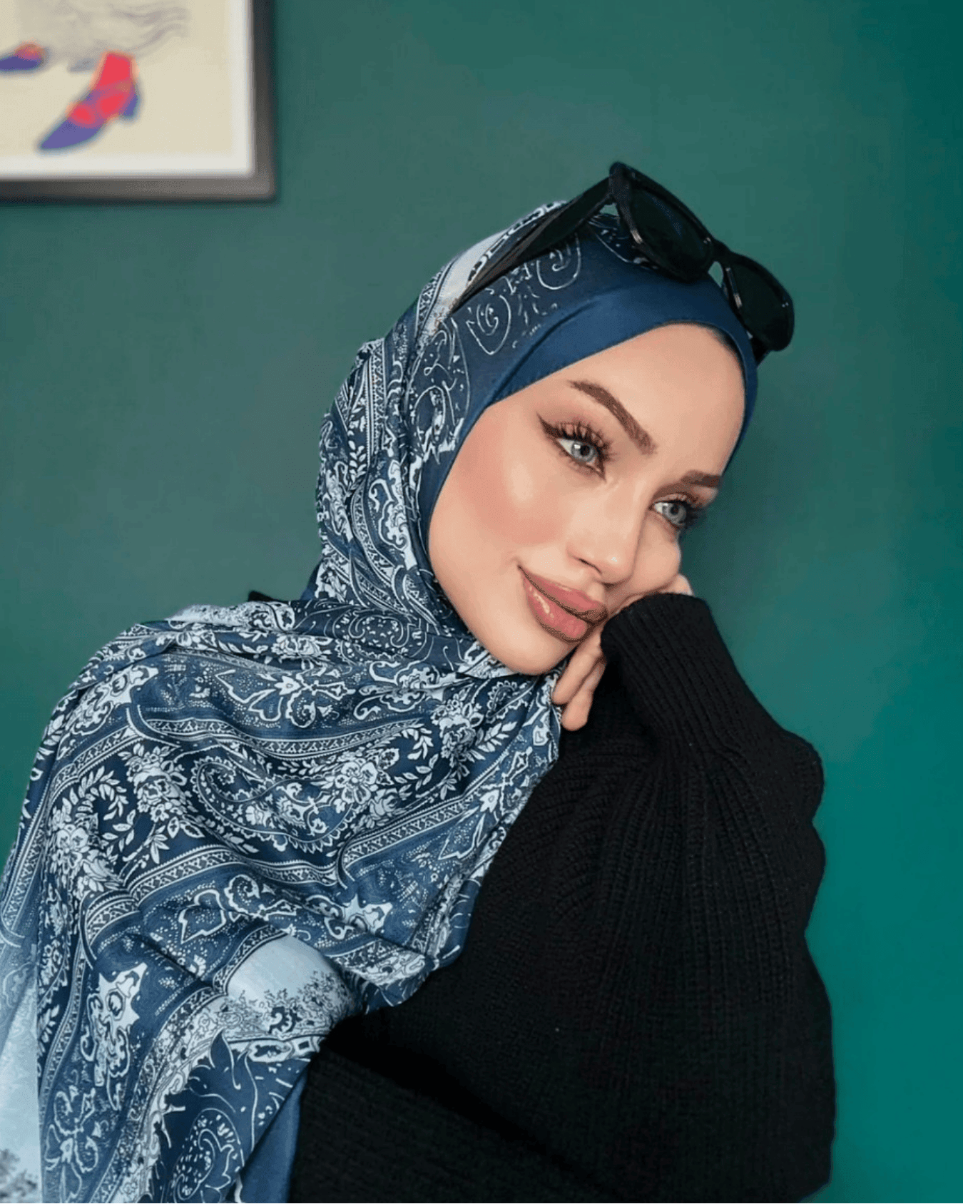 Etro Desen Lacivert Pamuk İpek Şal