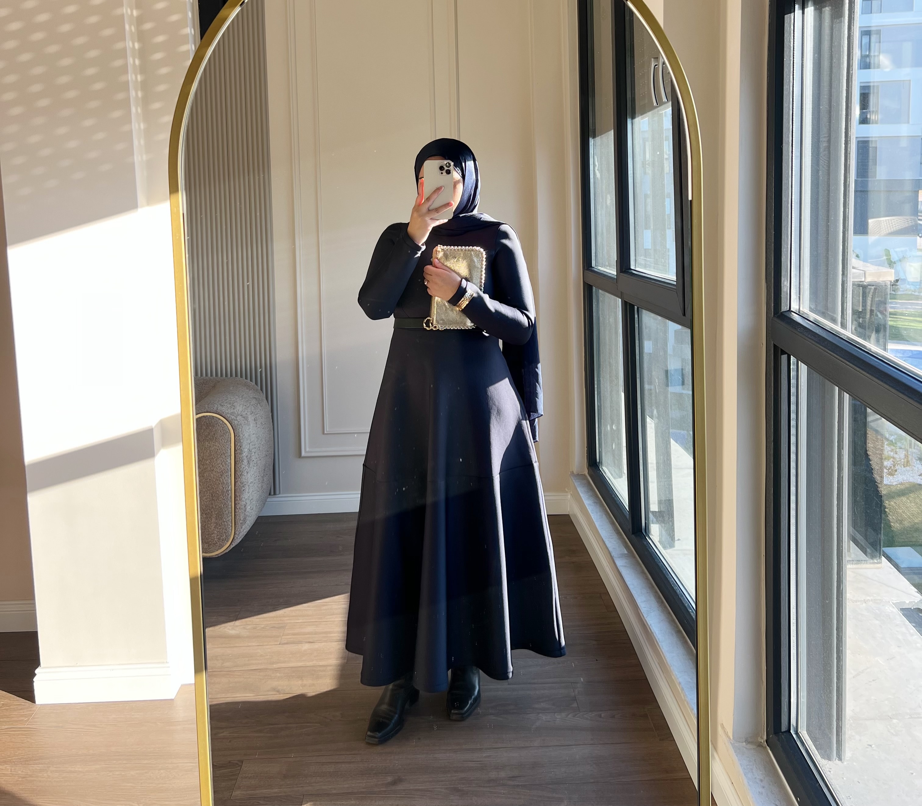 Linda Scuba Elbise Lacivert 