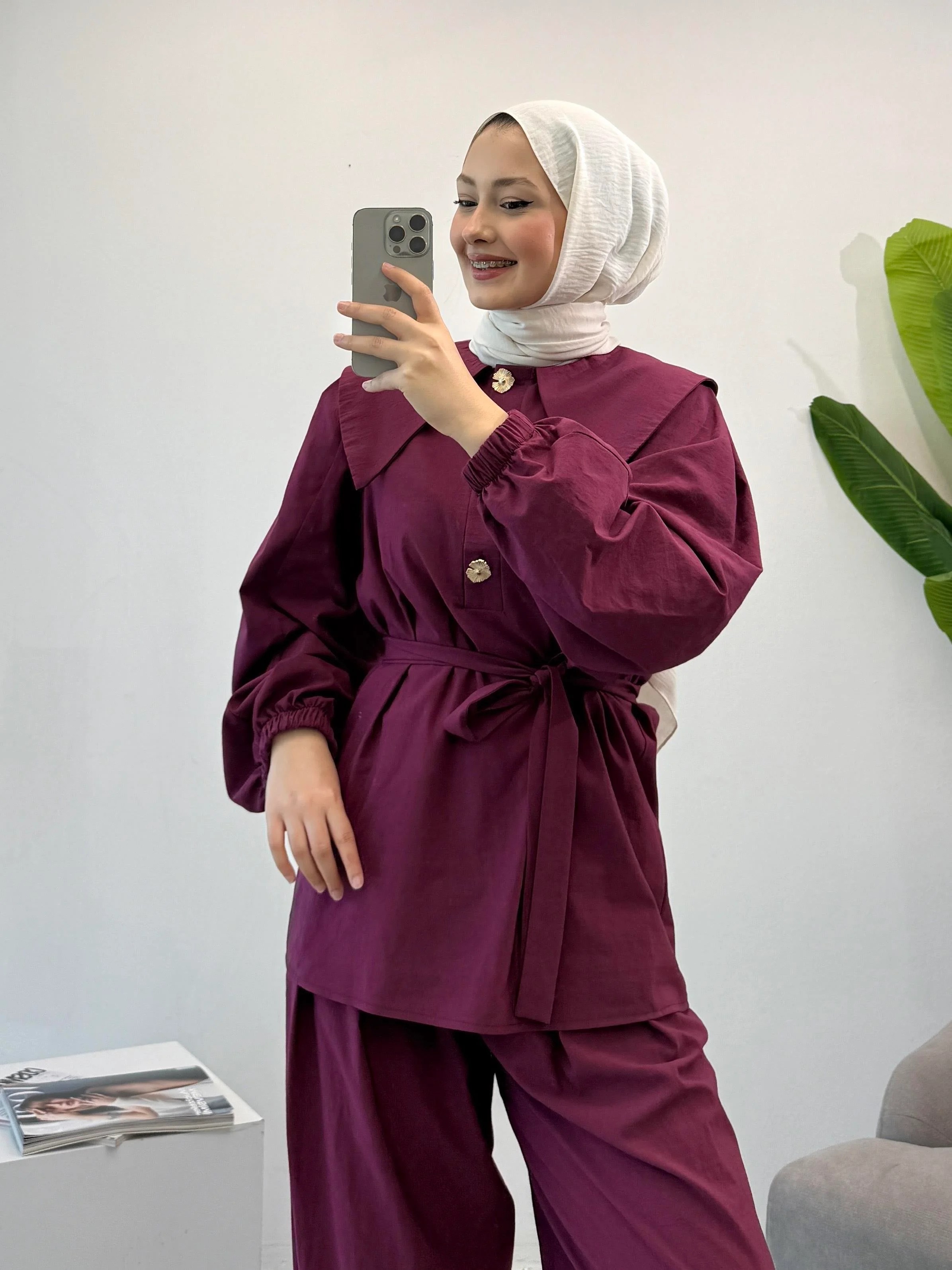 Katre Pantolonlu Takım - Bordo
