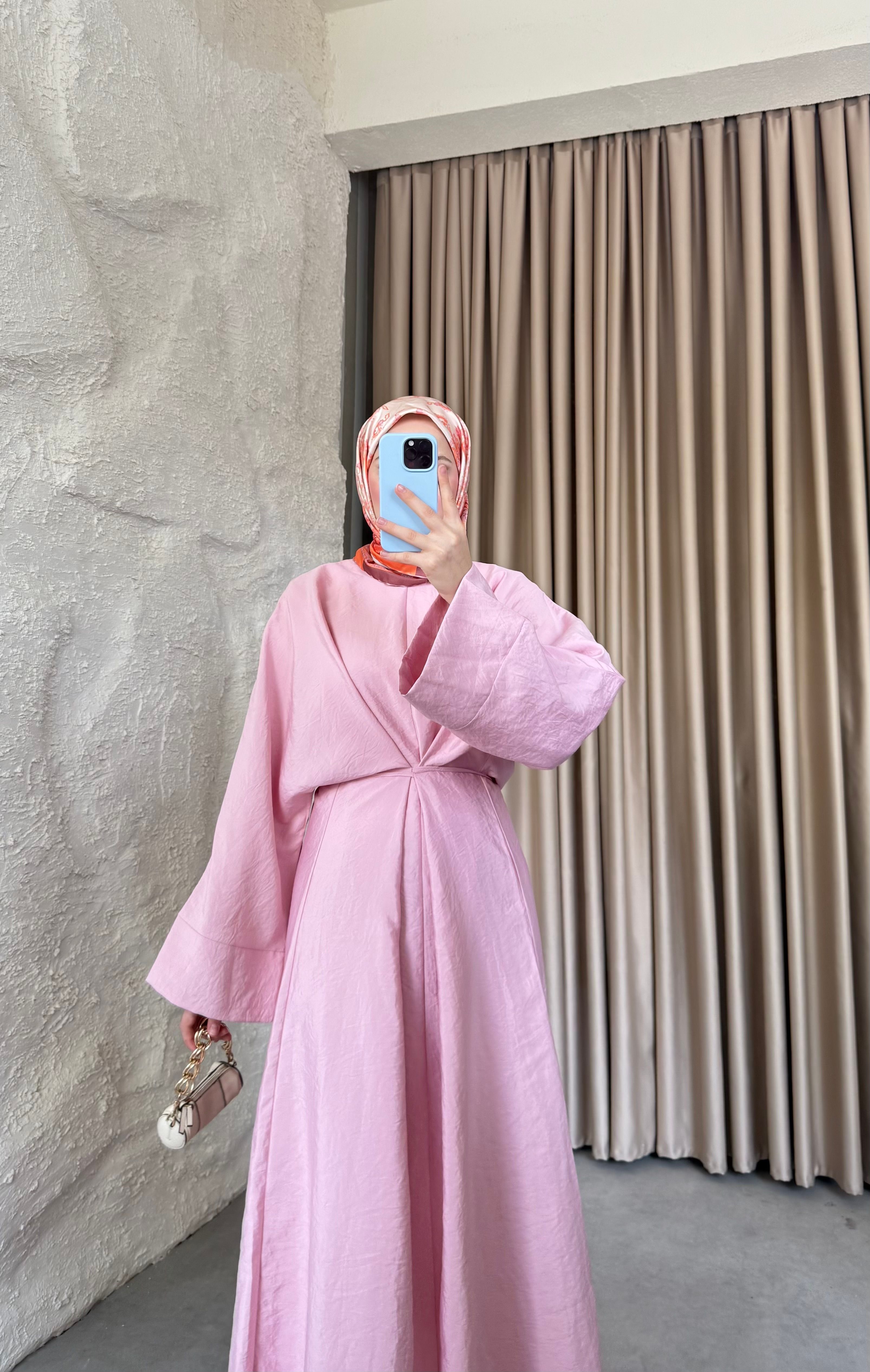 Bağlamalı Tasarım Elbise Pembe 