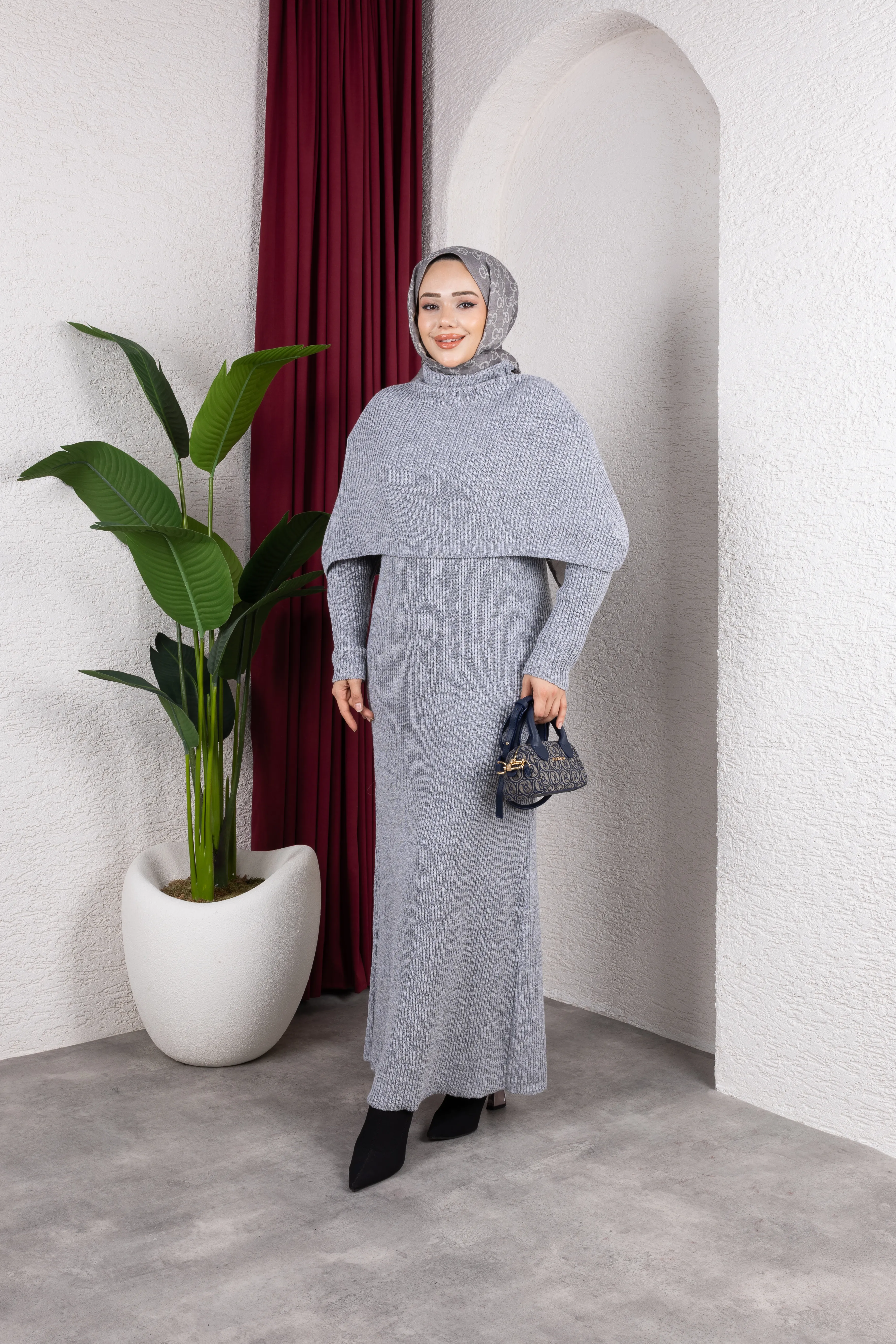 Carla Triko Elbise Gri 