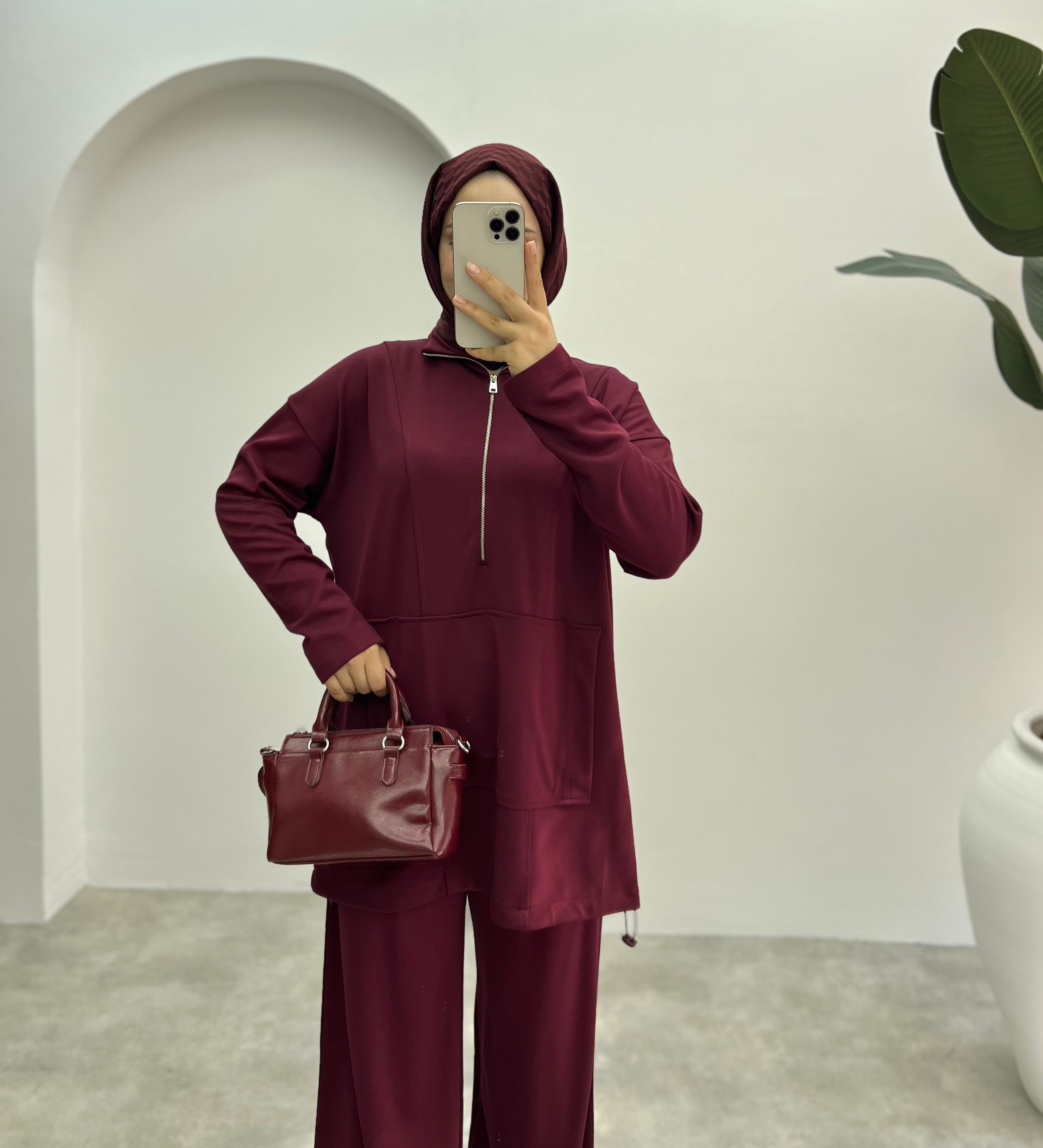 Oysh Premıum Pantolonlu Takım Bordo 