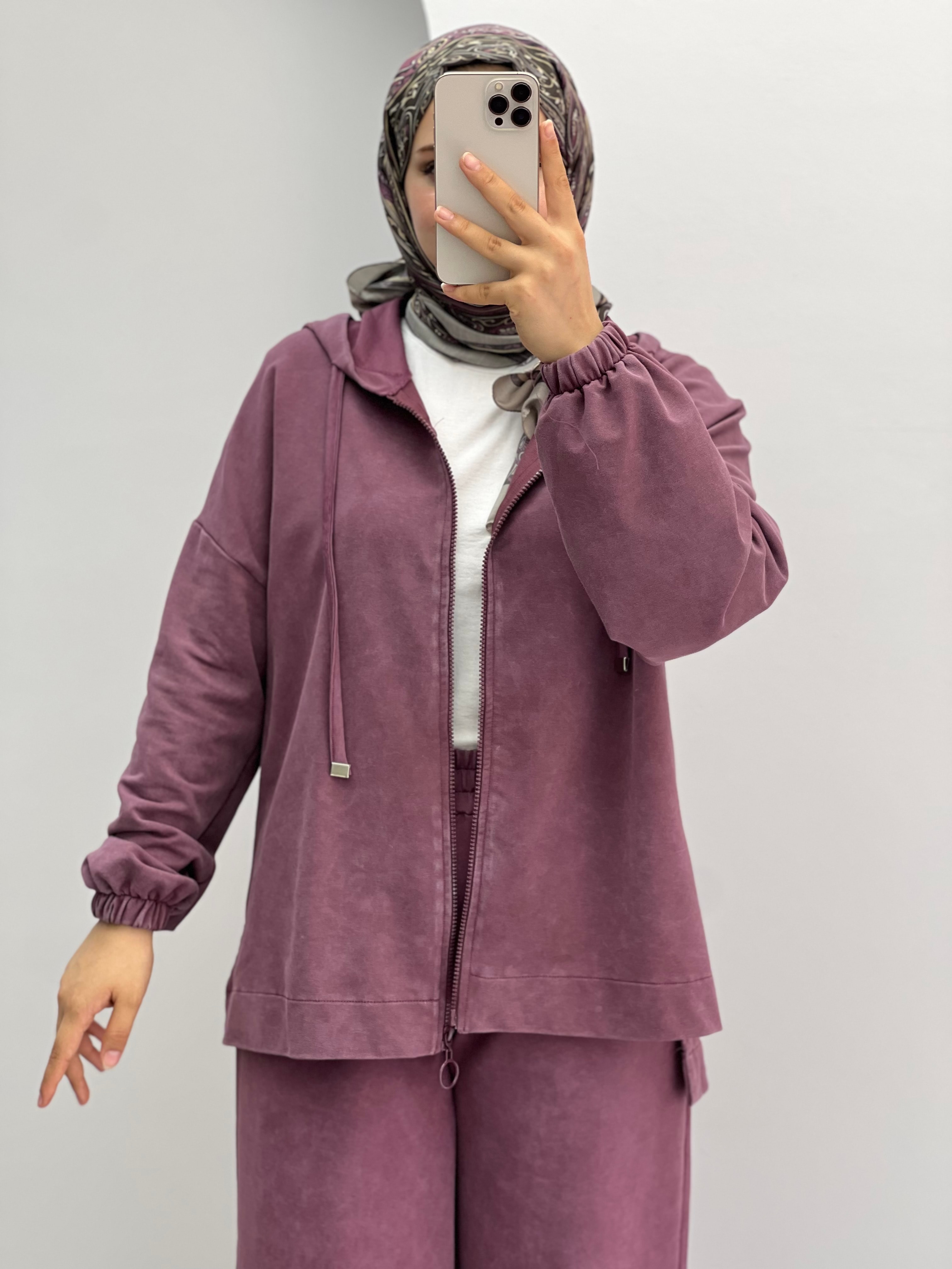 Fermuarlı Batik Eşofman Takım Soft Pembe