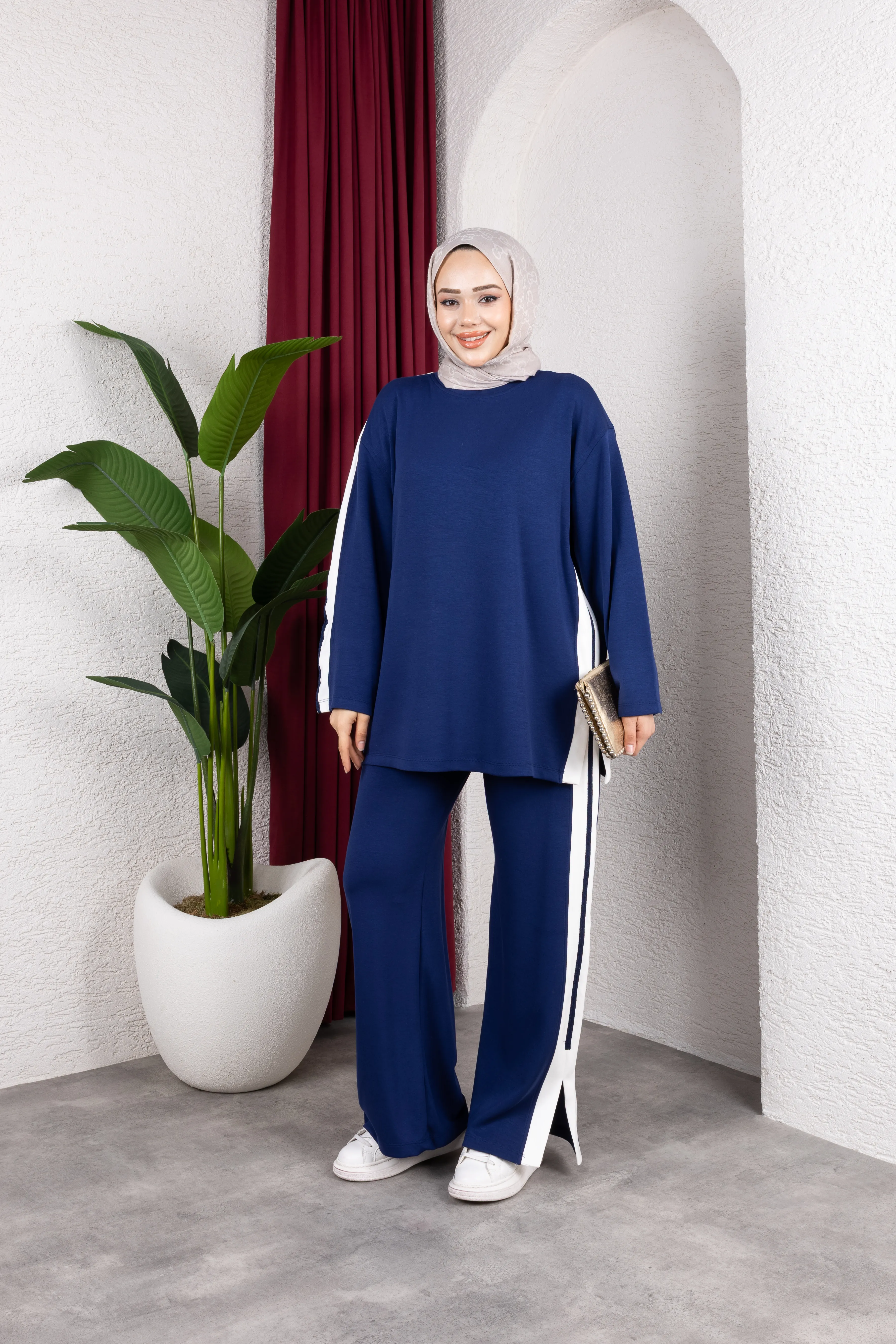 Aja Şerit Detaylı Takım Lacivert 