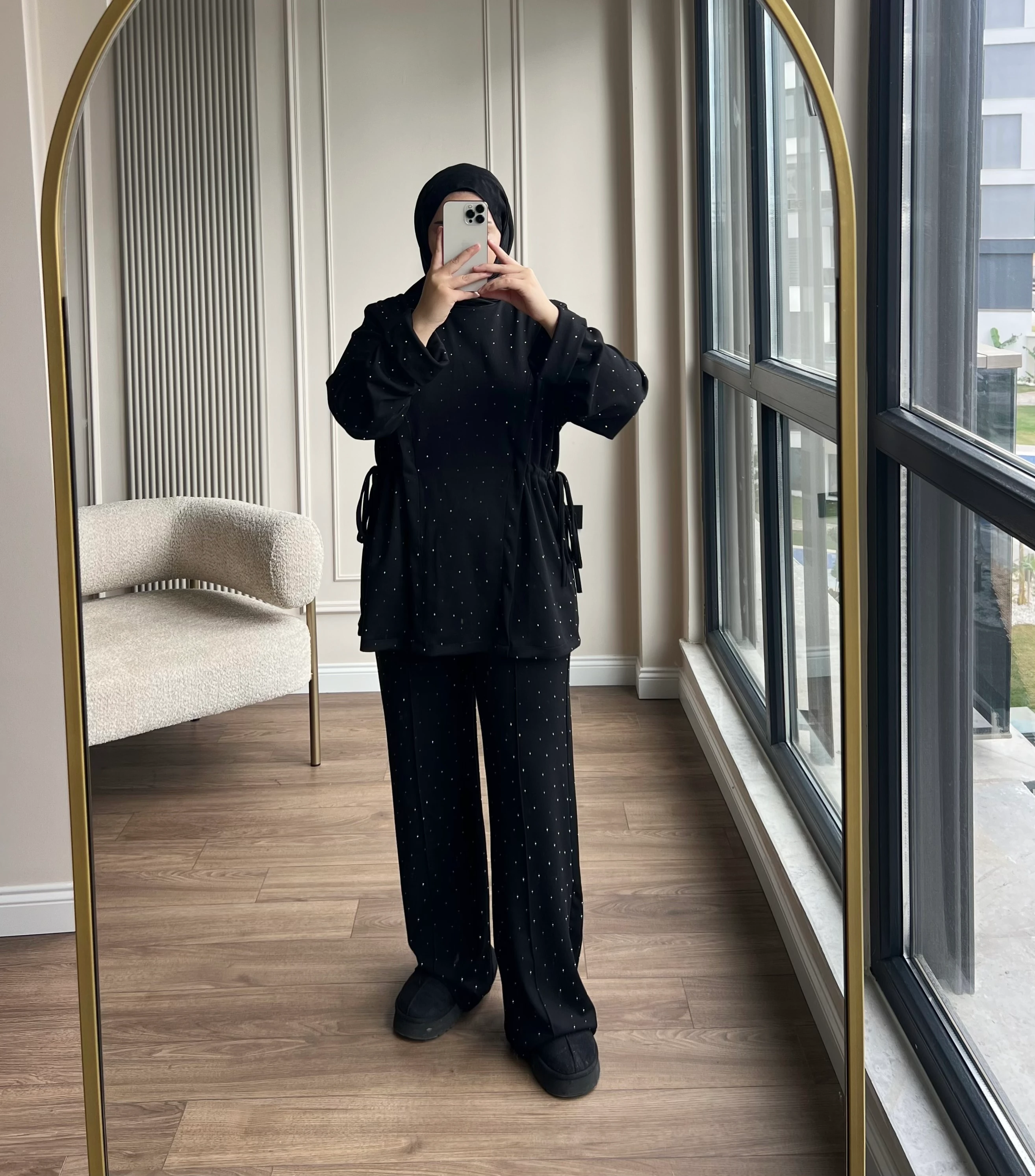 Taşlı Premıum Oysh Takım Siyah