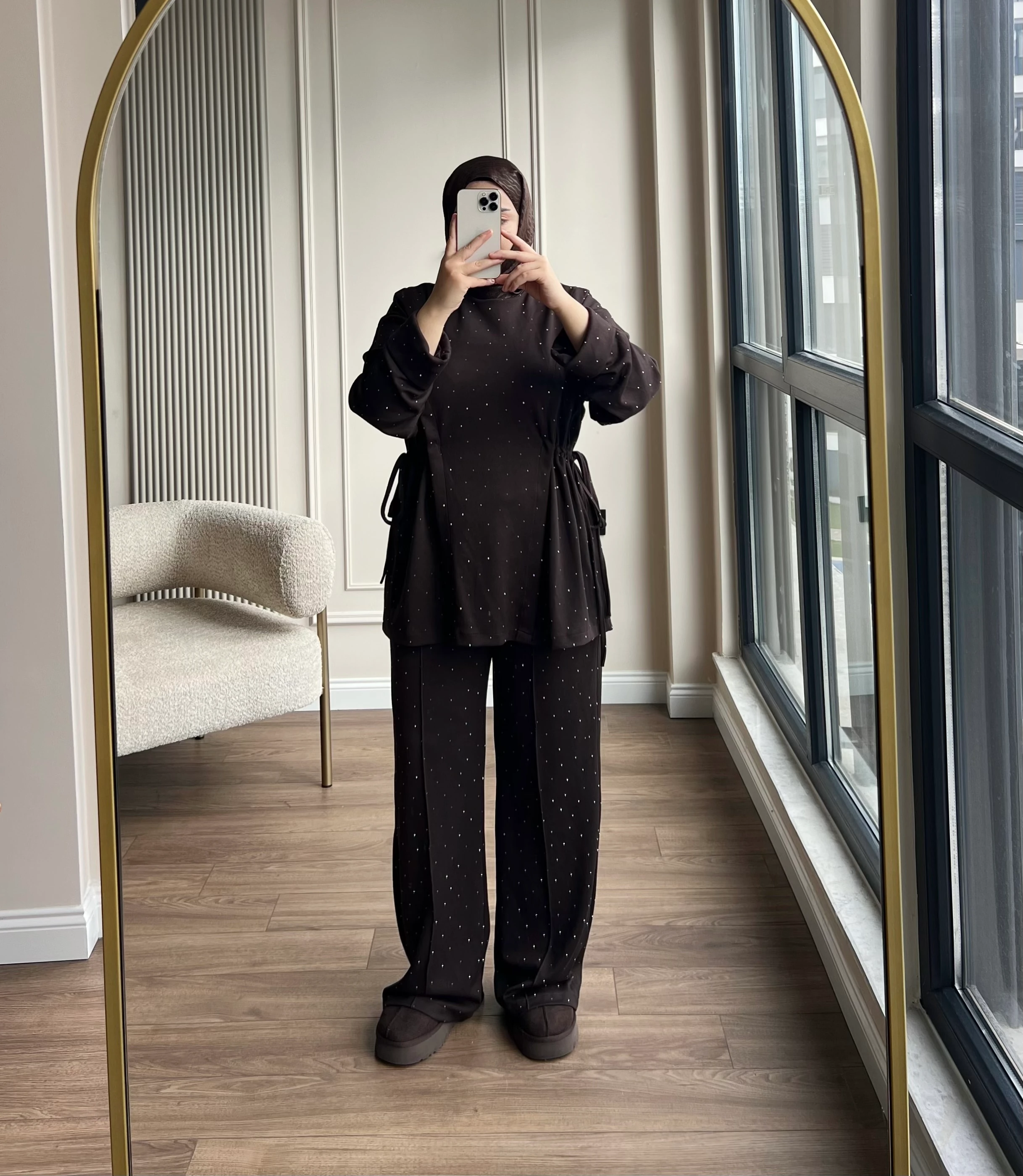 Taşlı Premıum Oysh Takım Kahverengi 