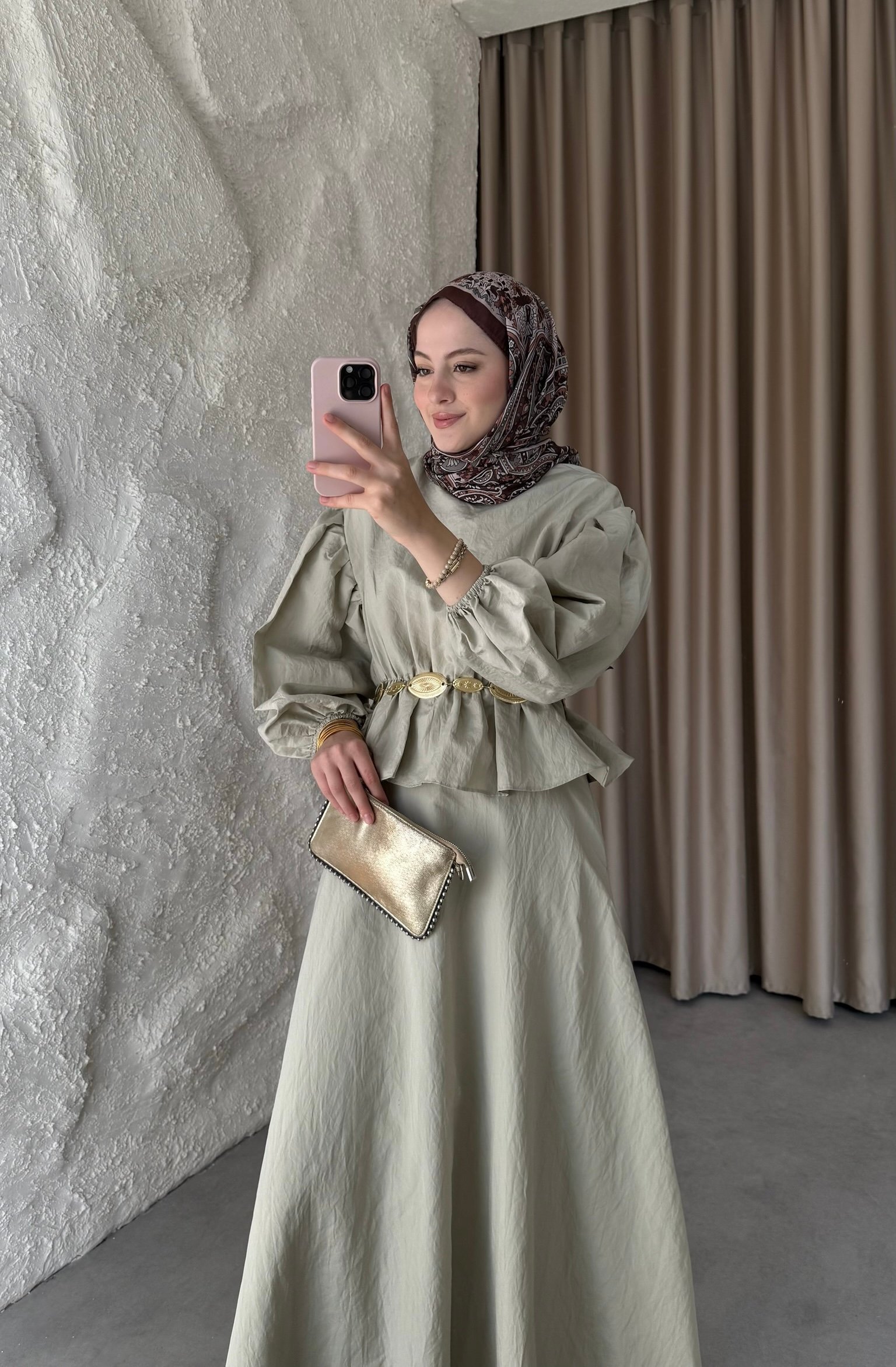 Mellina Kemerli Etek Takım - Çağla