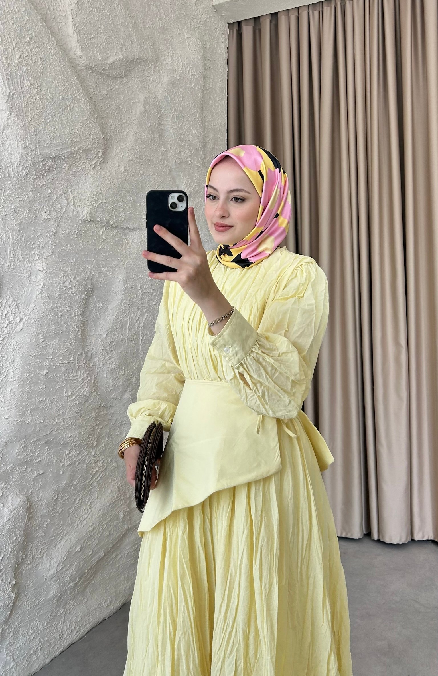 Bel Fularlı Vual Elbise