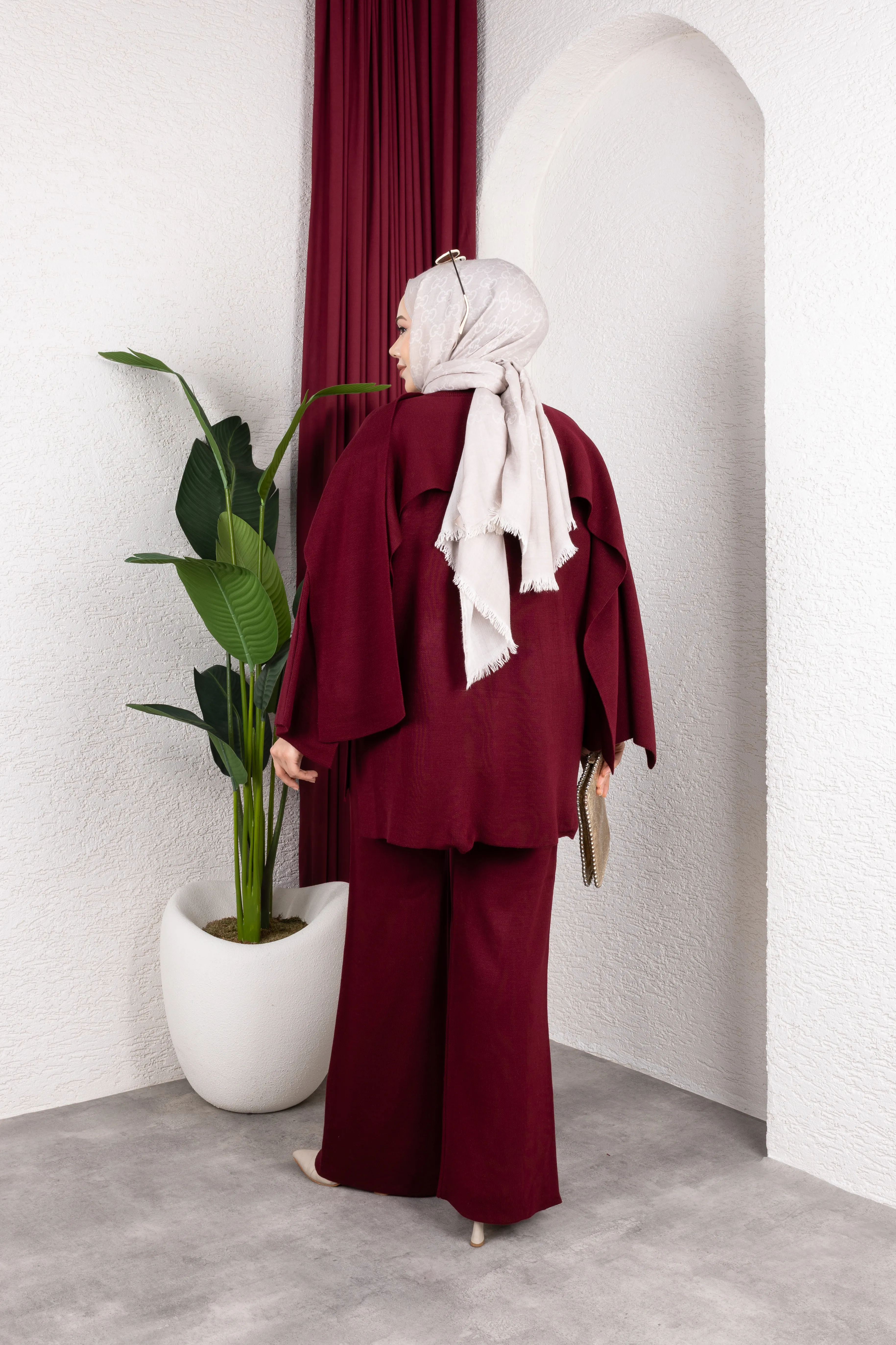 Şal Yaka Triko Pantolonlu Takım