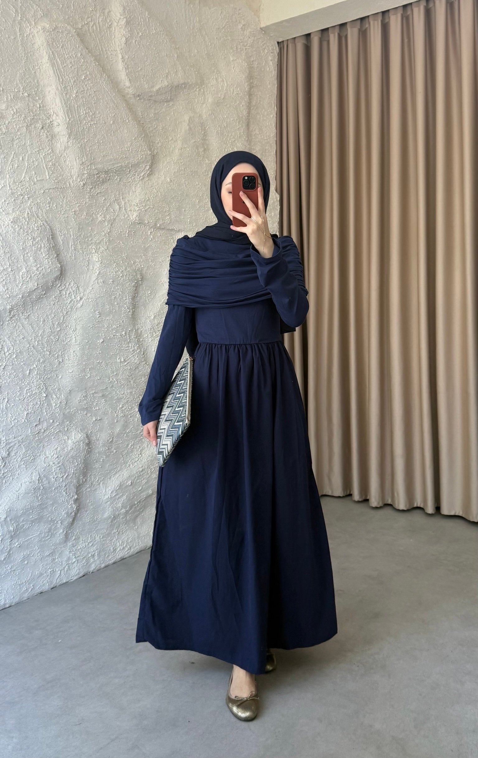 Drape Elbise - Lacivert