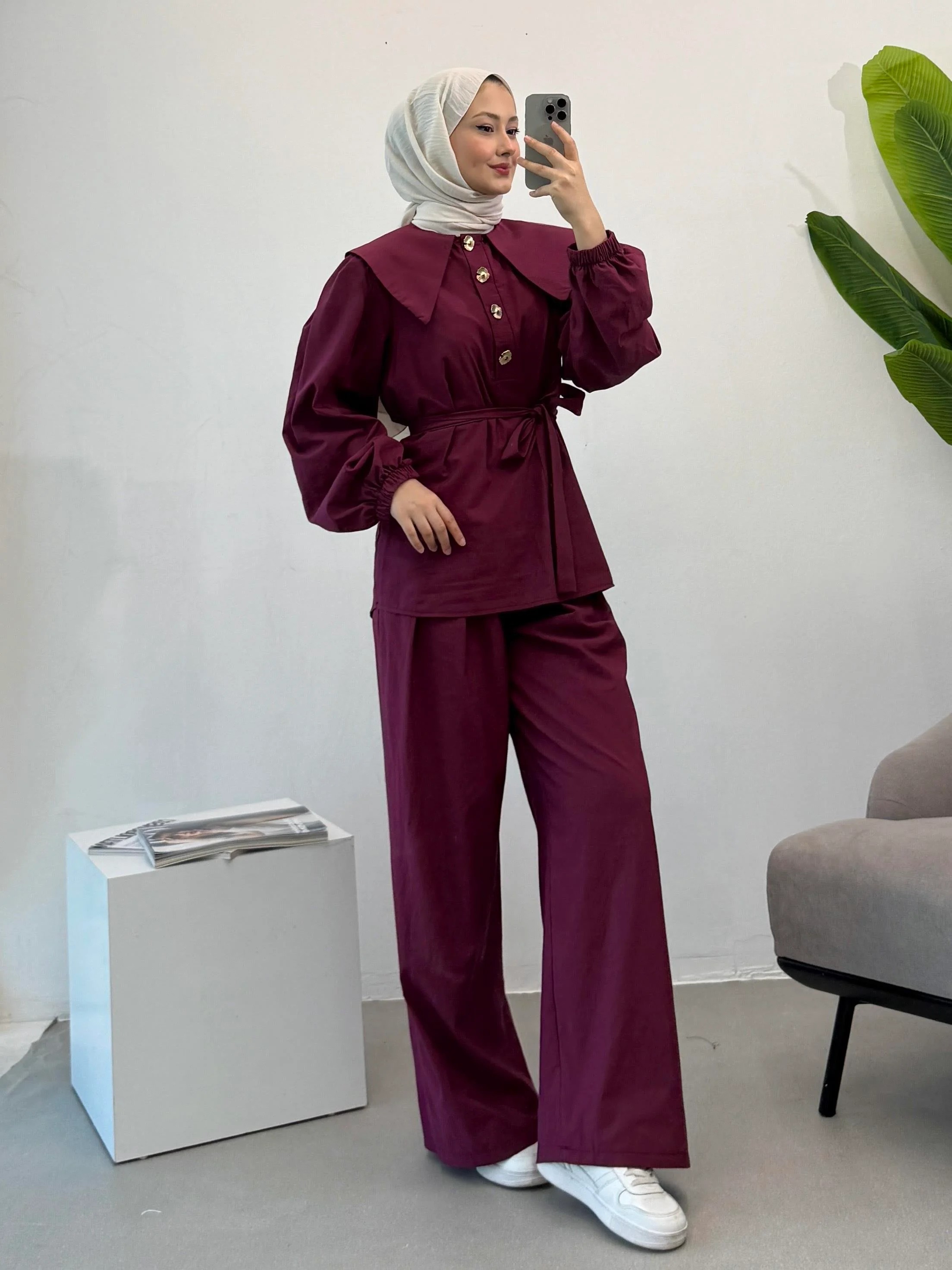Katre Pantolonlu Takım - Bordo
