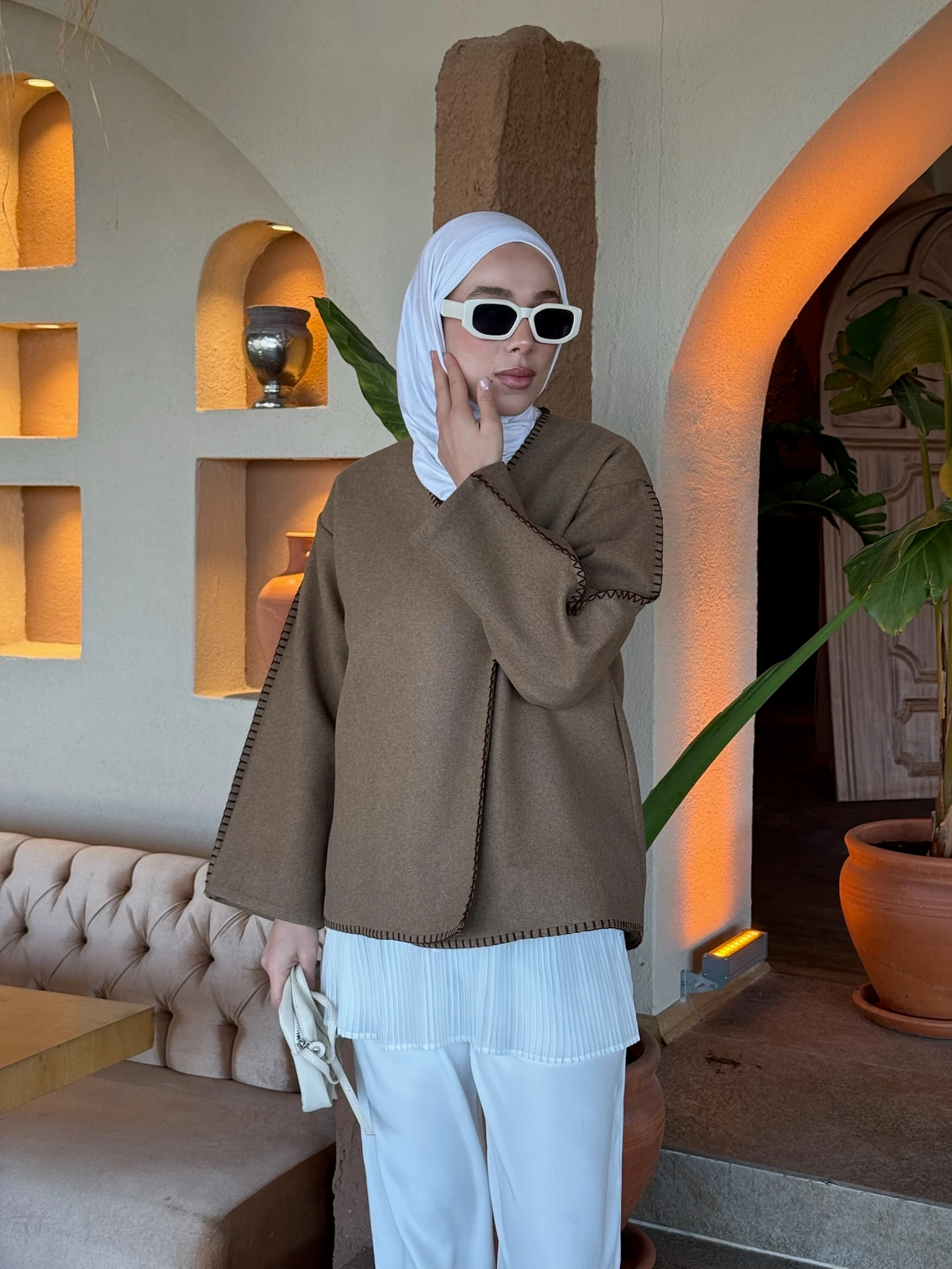 Premıum Dikişli Kaşe Ceket Kahverengi 