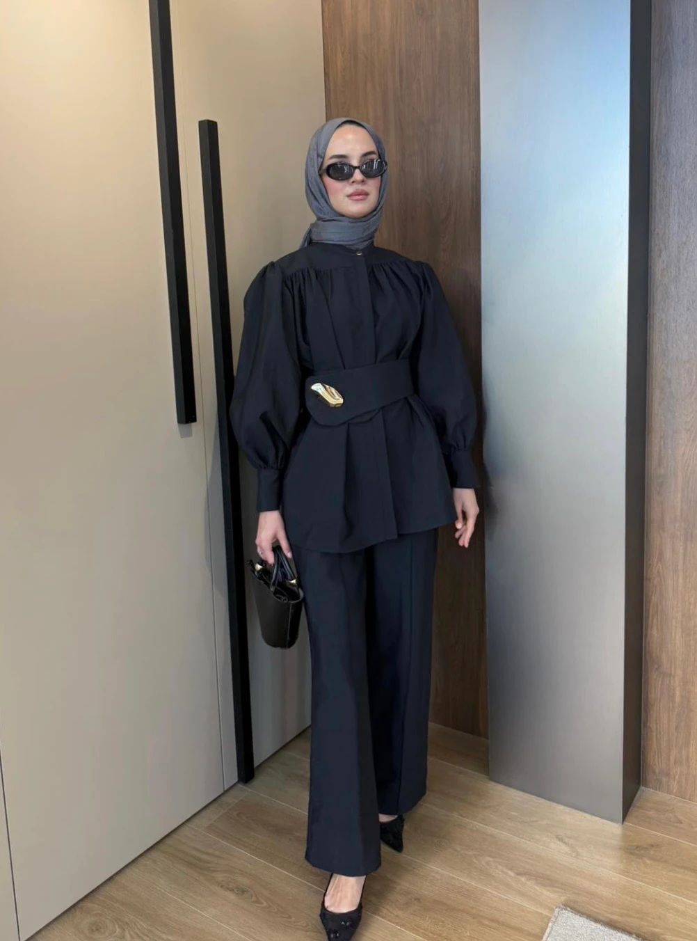 Cupra Broş Detaylı Pantolonlu Takım Siyah 