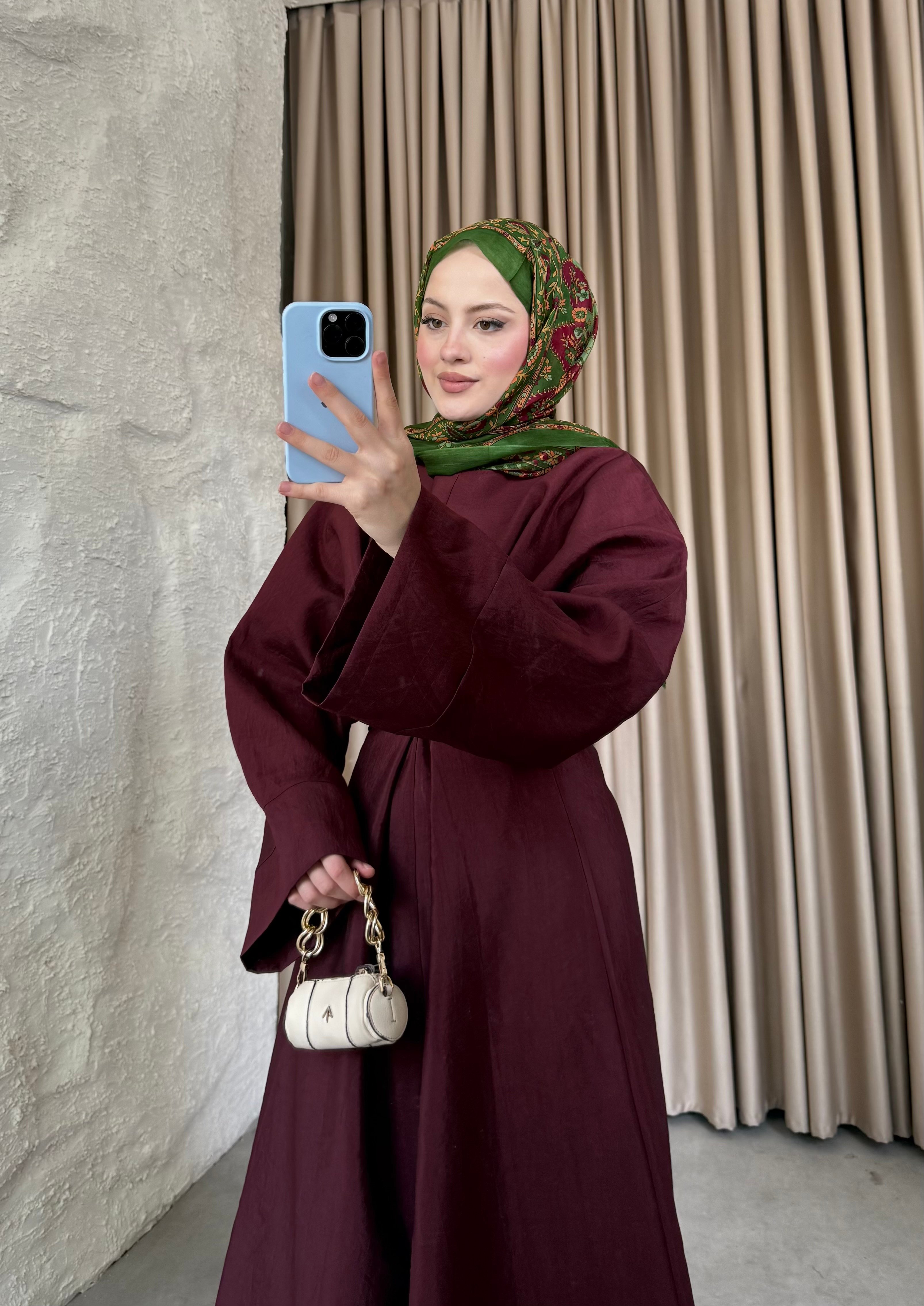  Bağlamalı Tasarım Elbise Bordo 