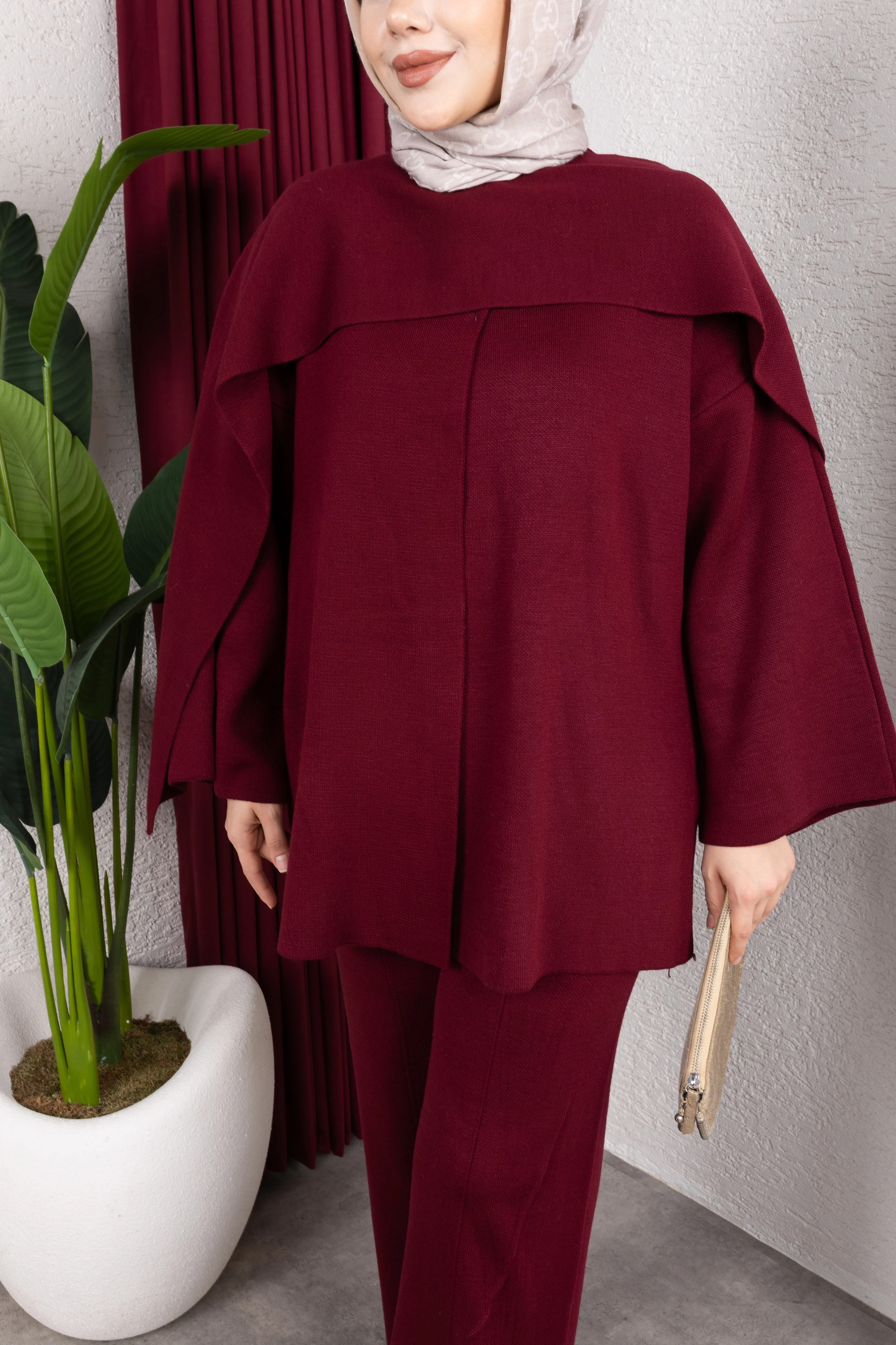 Şal Yaka Triko Pantolonlu Takım