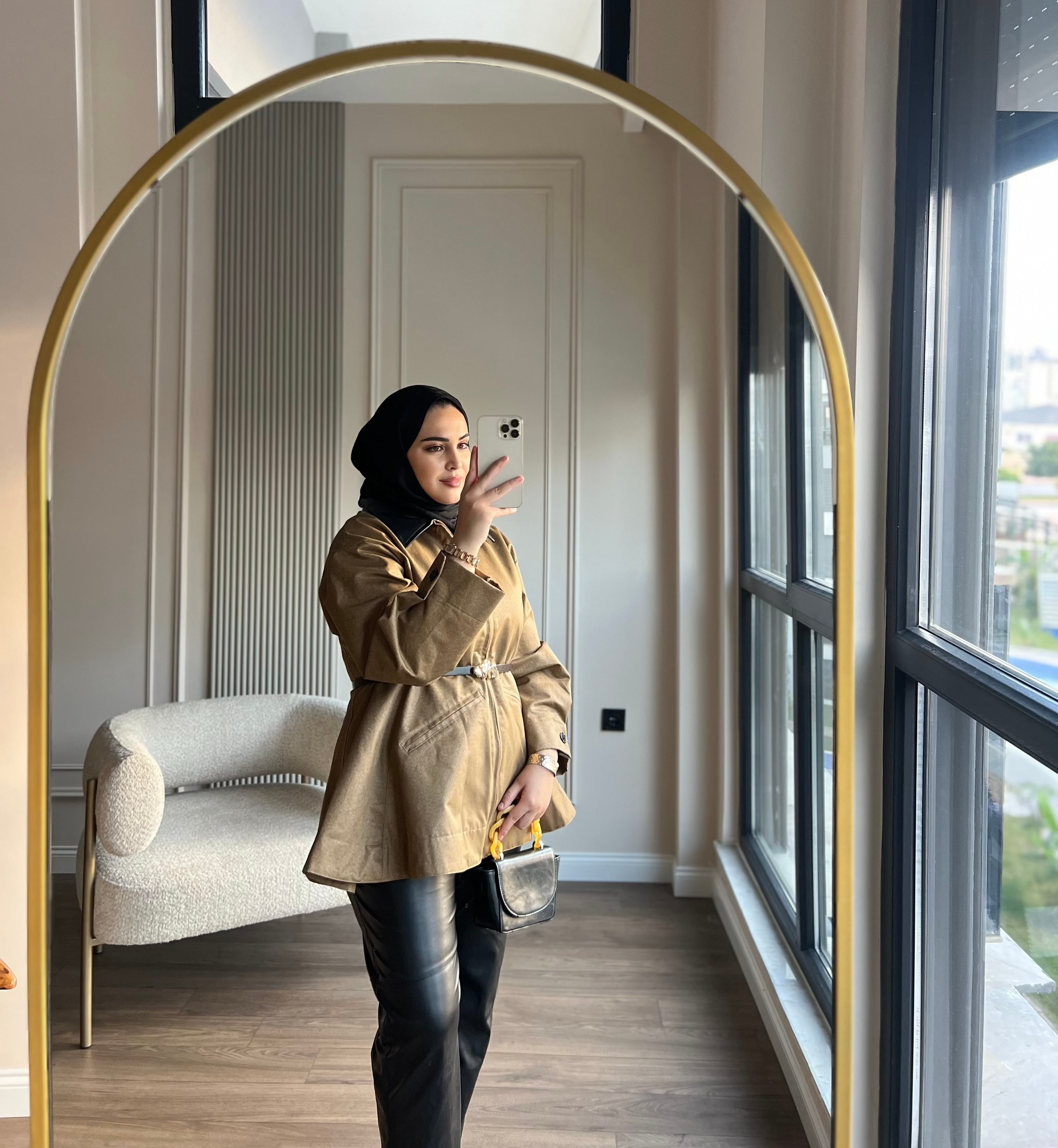 Belden Oturtmalı  Fermuarlı Trenç Camel