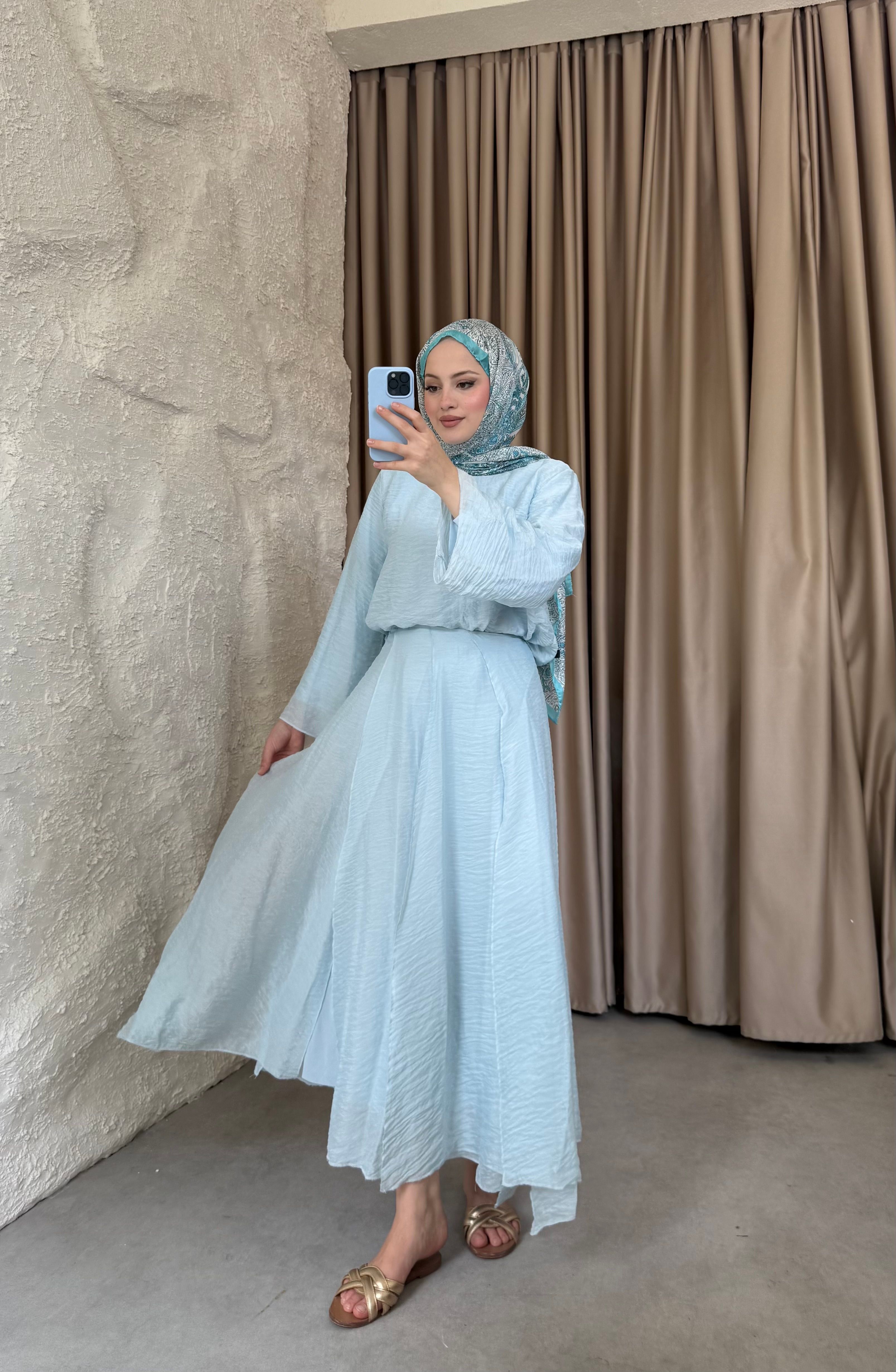 Loren Tül Modal Takım Bebe Mavisi 