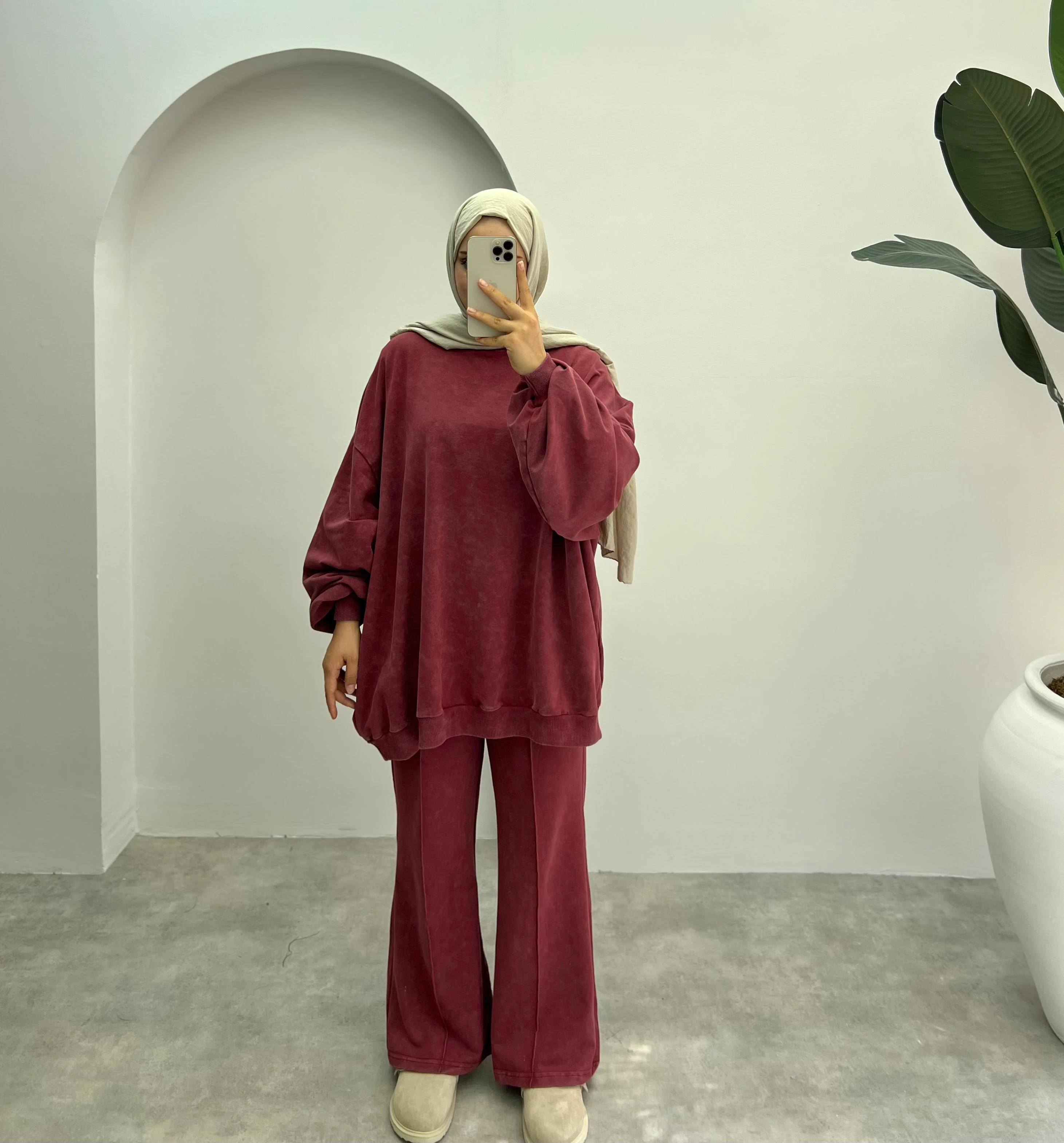 Batik Desen Oversize Pantolonlu Takım  