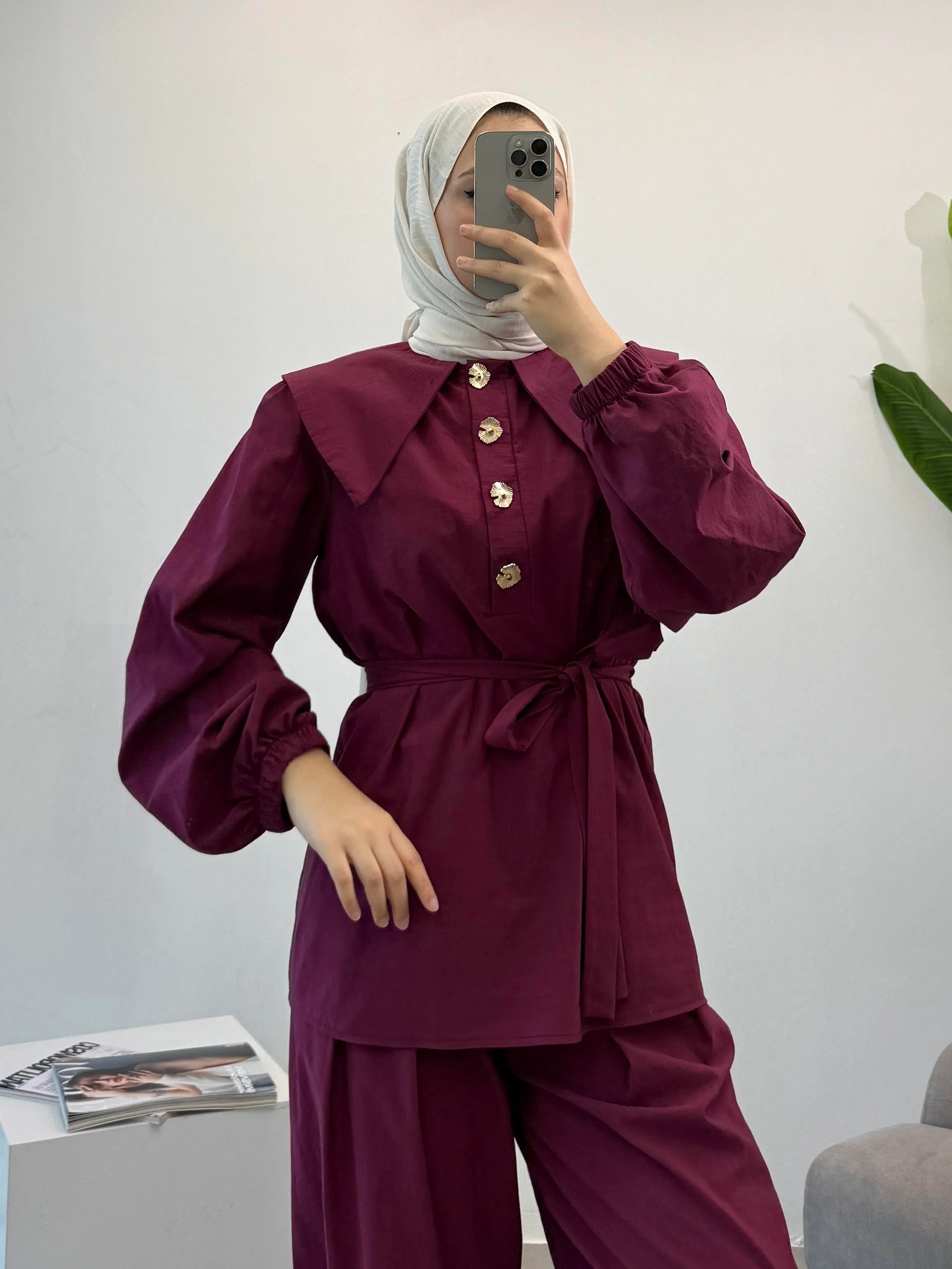 Katre Pantolonlu Takım - Bordo