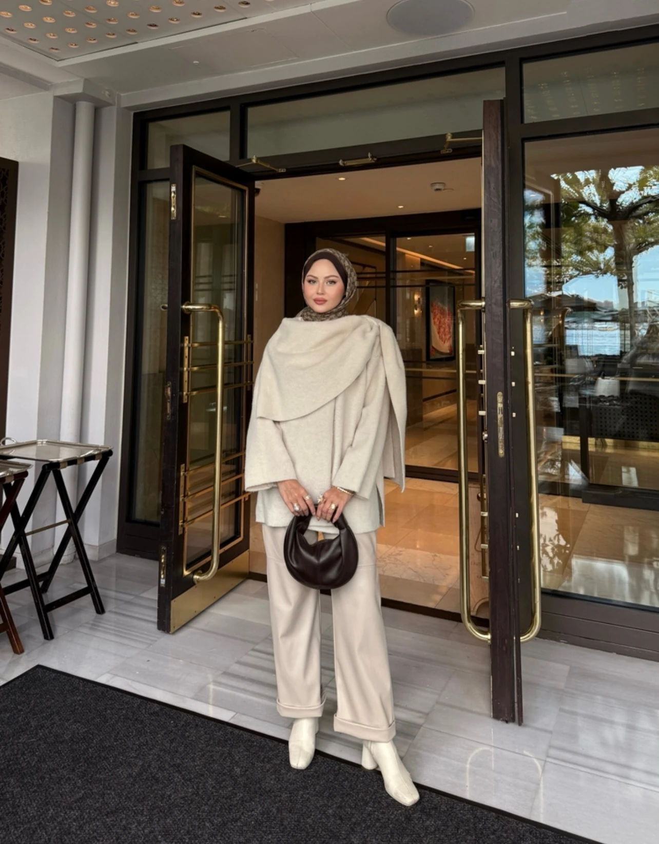 Şal Yaka Kaban Krem 