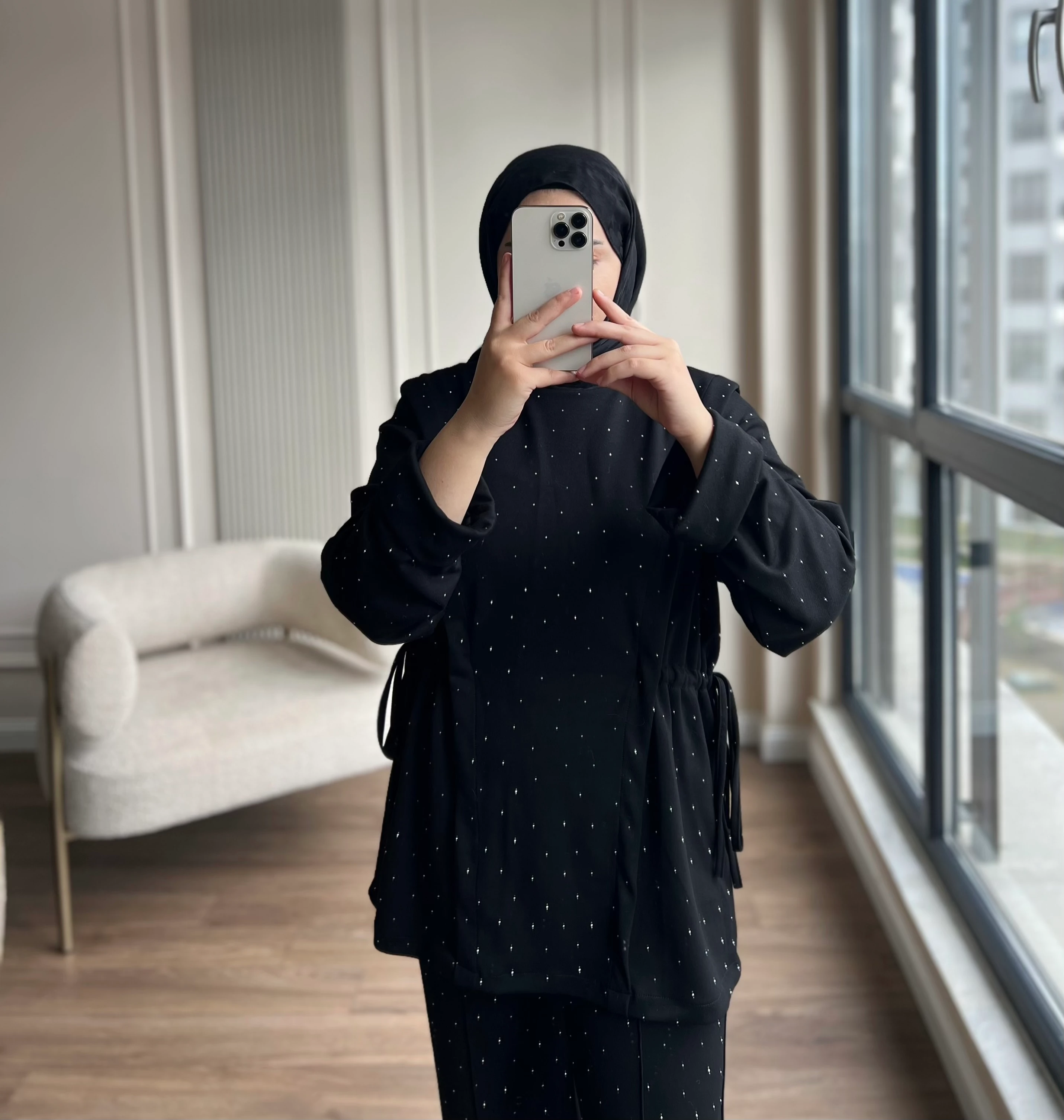 Taşlı Premıum Oysh Takım Siyah