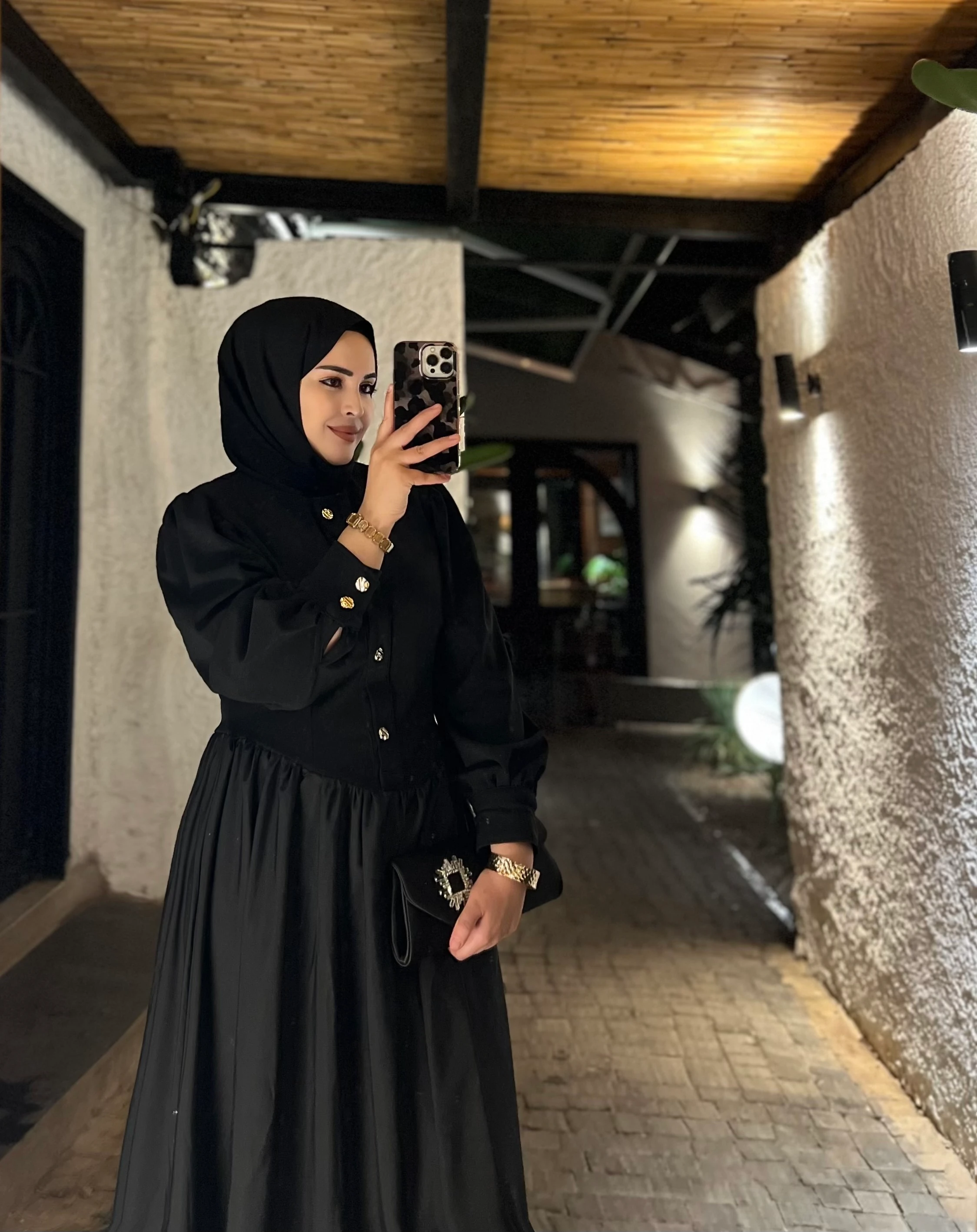 Gold Düğmeli Premium Elbise 