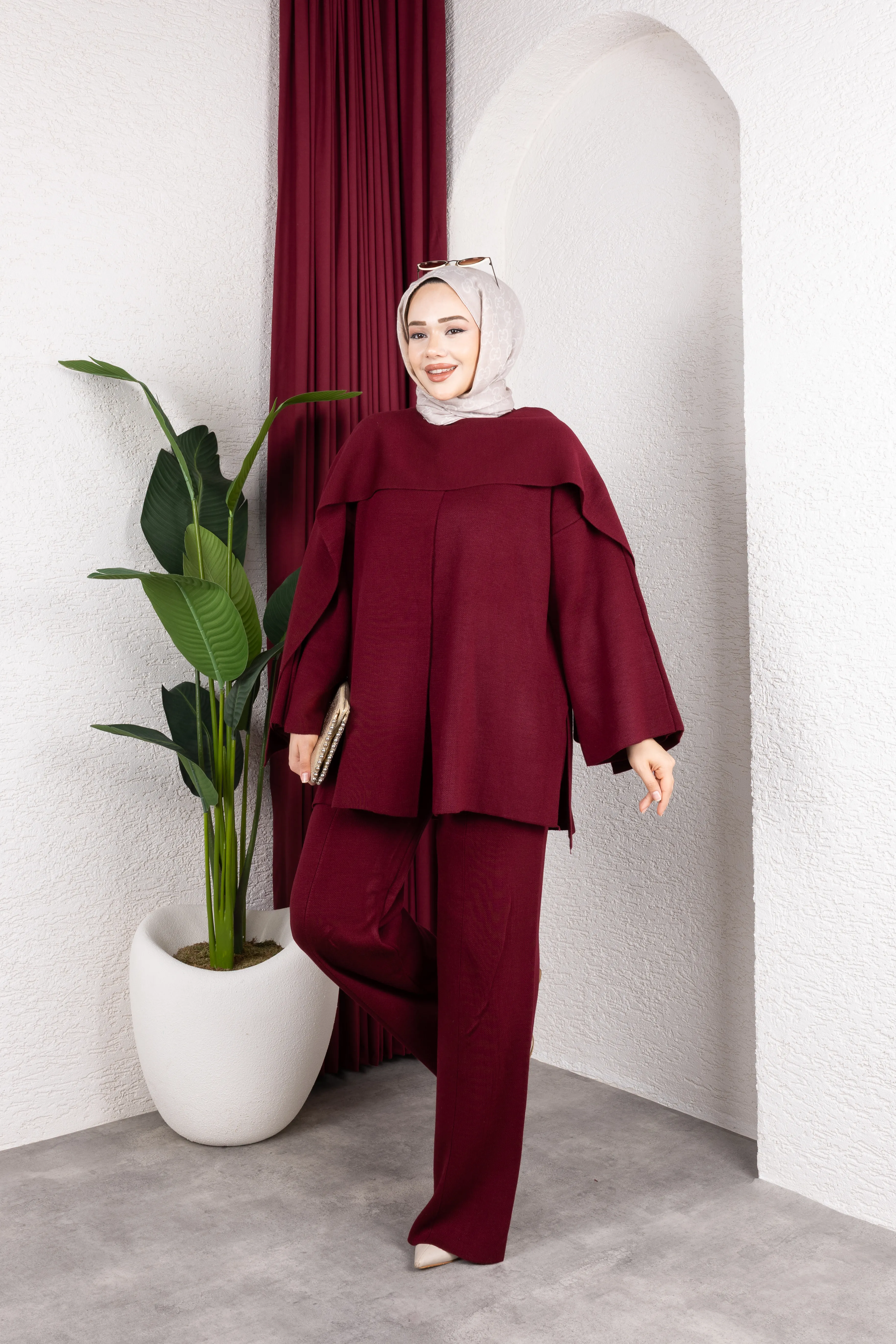 Şal Yaka Triko Pantolonlu Takım