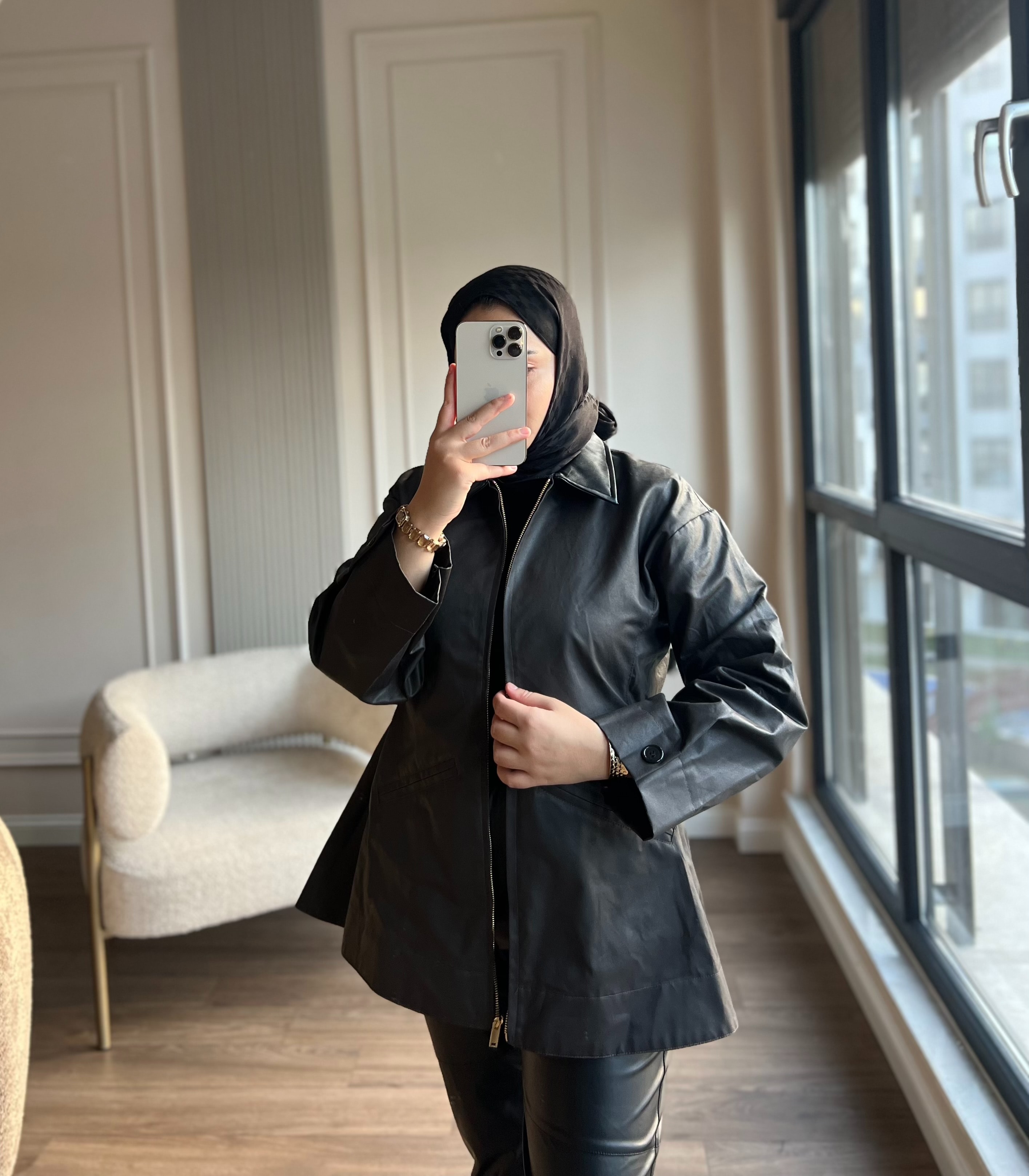 Belden Oturtmalı Fermuarlı Trenç Acı Kahve