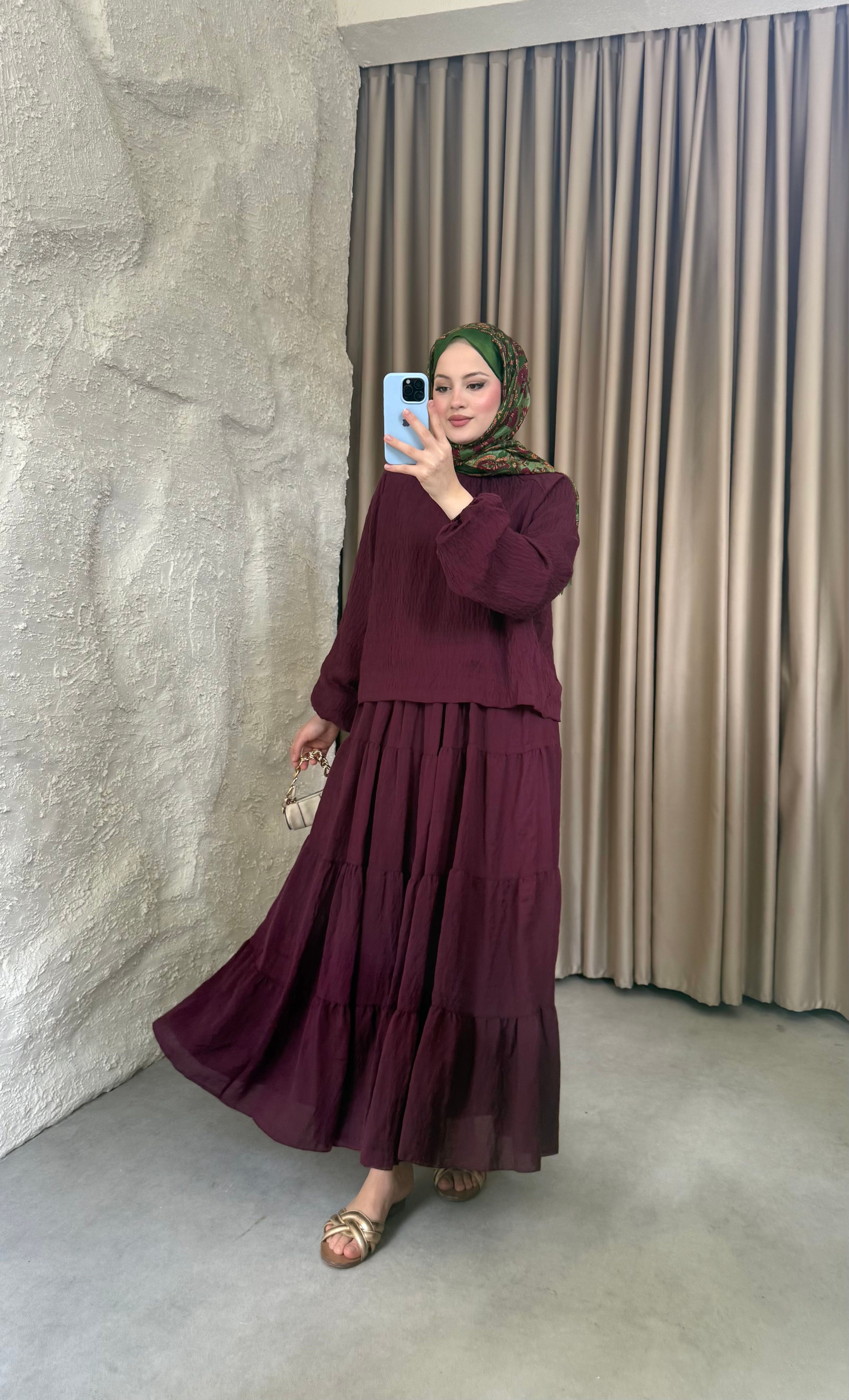 Nora Etekli Takım Bordo 