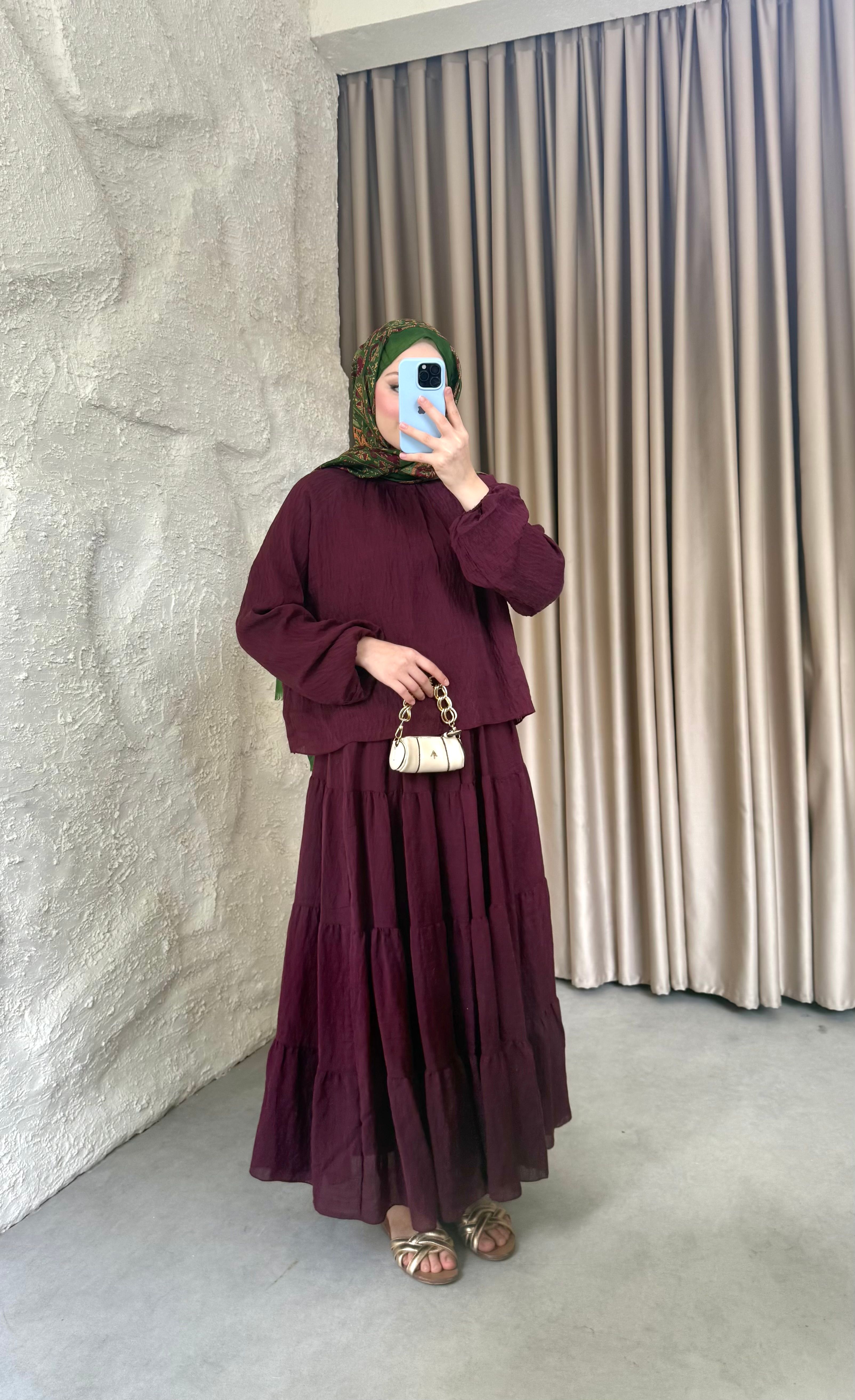 Nora Etekli Takım Bordo 