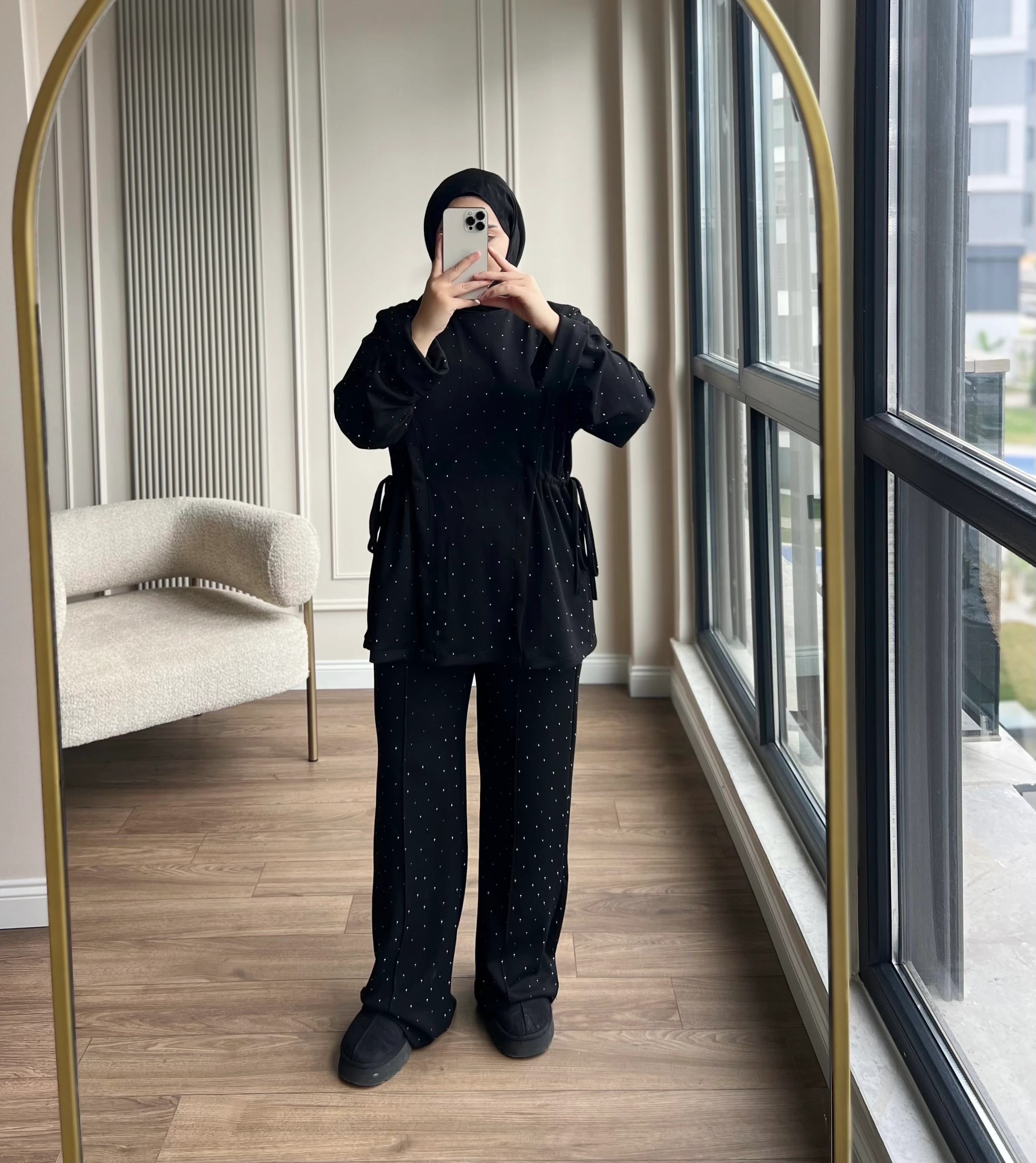 Taşlı Premıum Oysh Takım Siyah