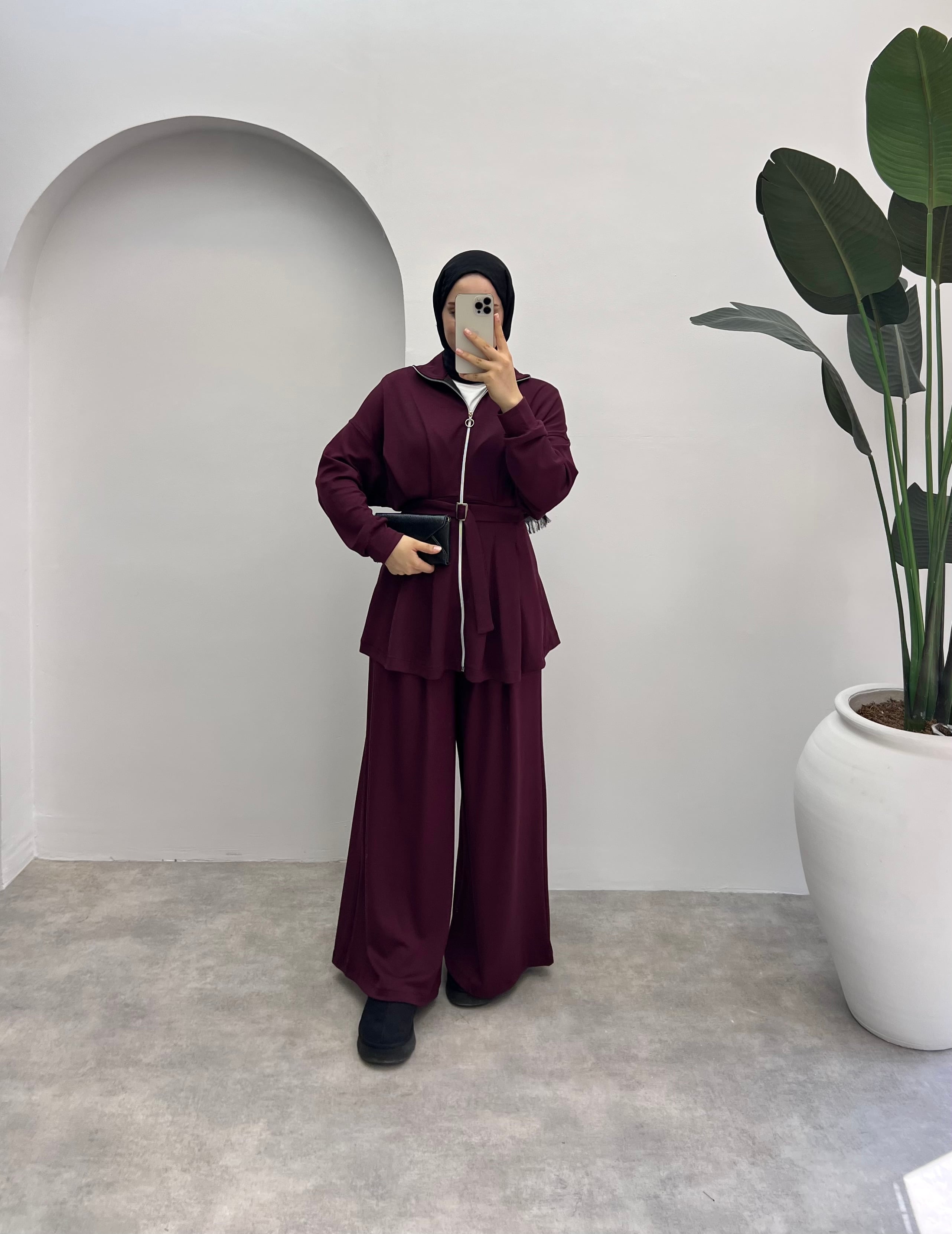 Lia Kemerli Oysho Takım Bordo 