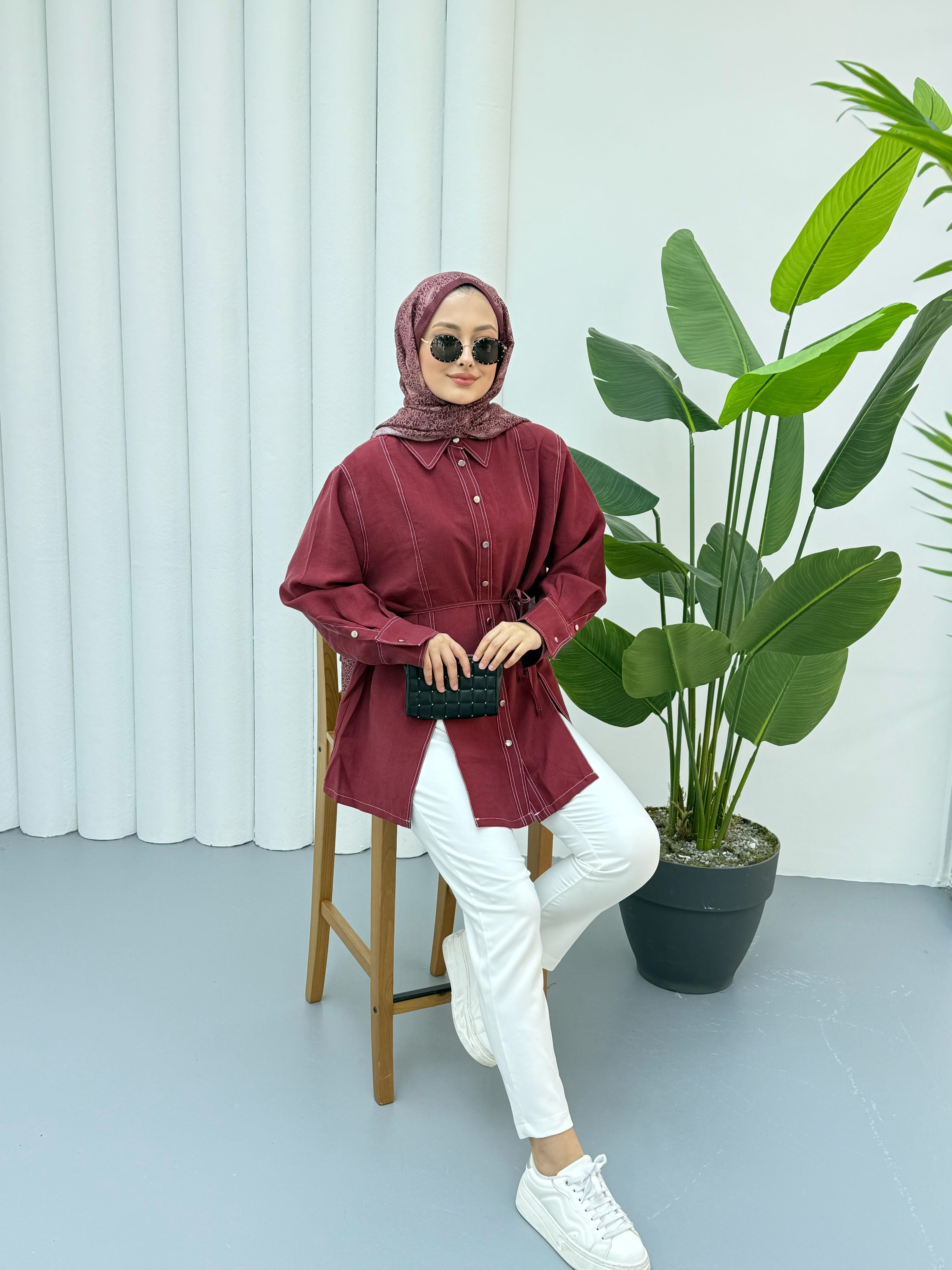 Gardenya Çift Dikiş Detaylı Gömlek