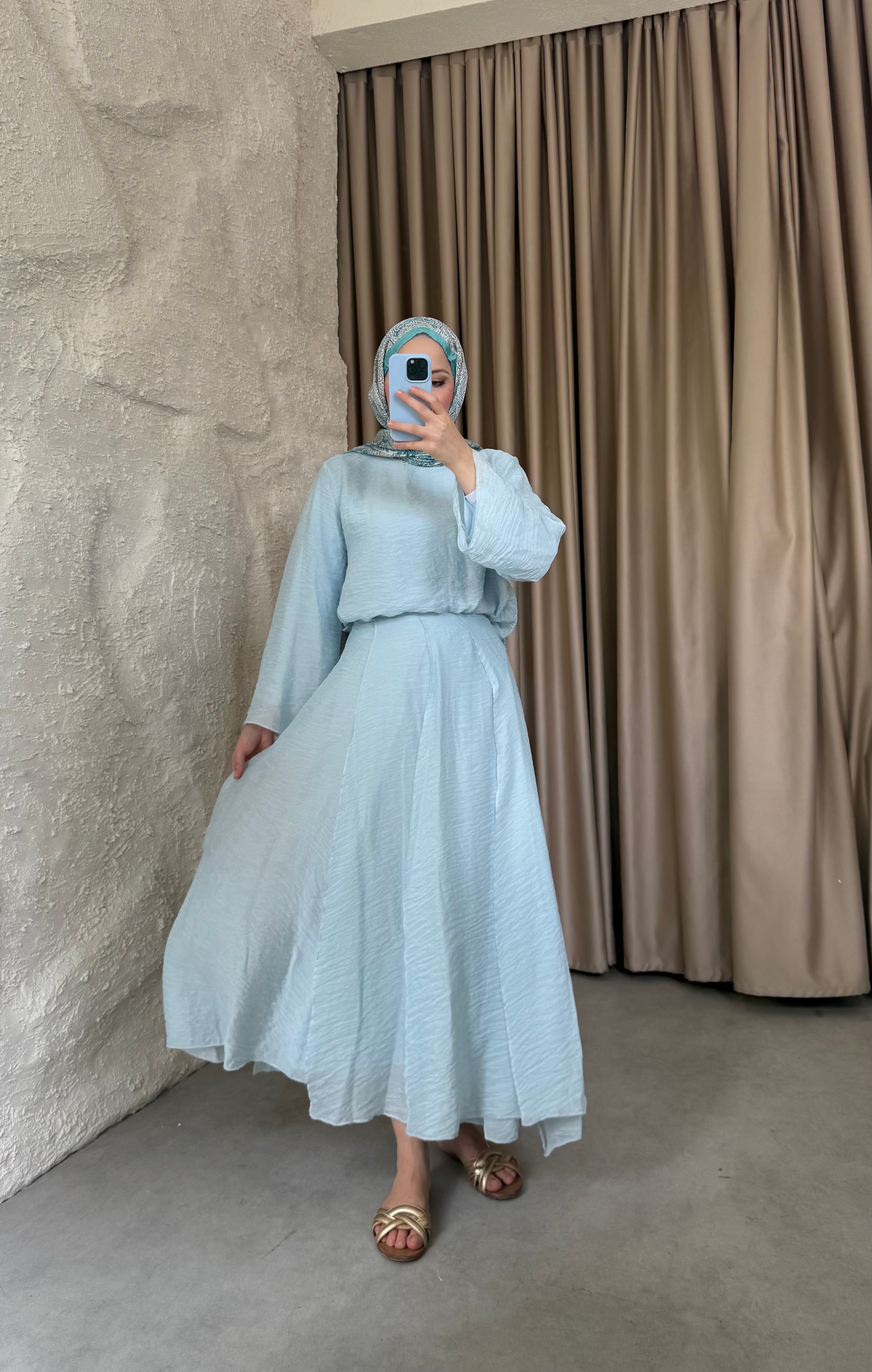Loren Tül Modal Takım Bebe Mavisi 