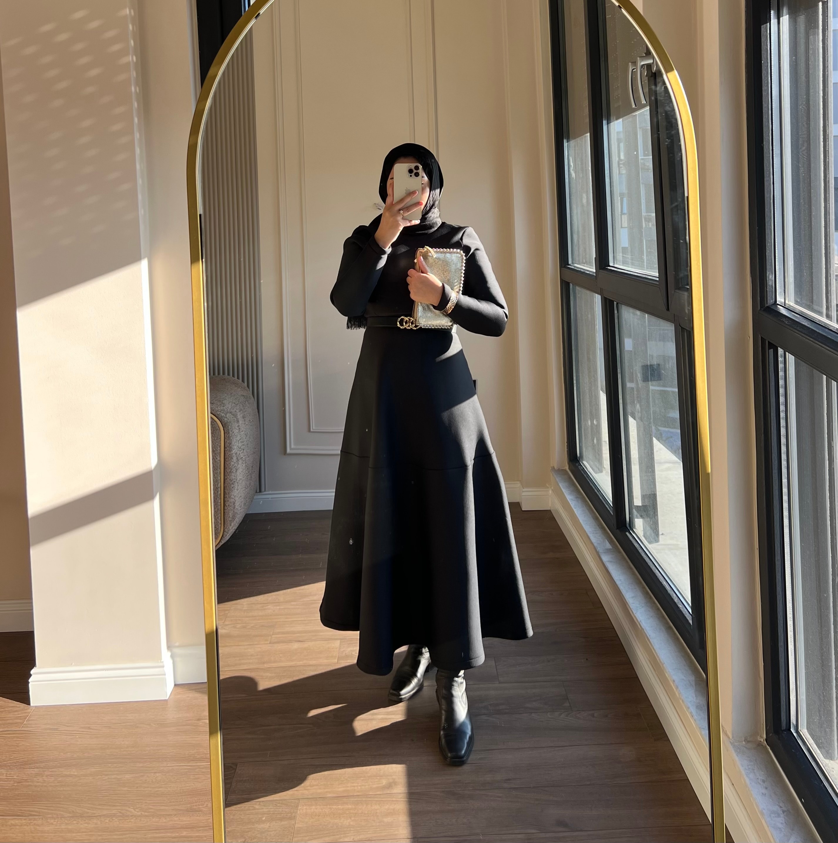 Linda Scuba Elbise Siyah 