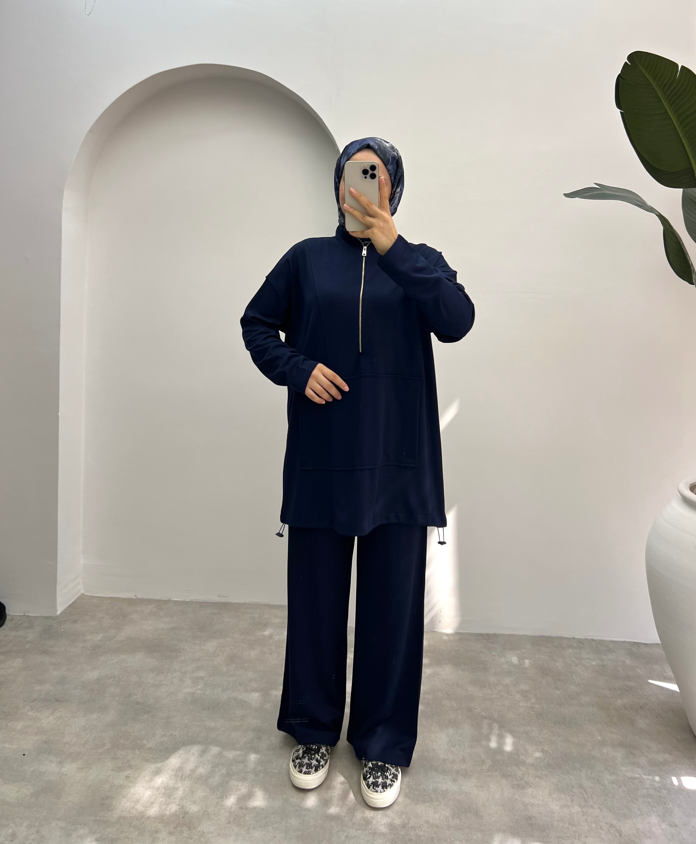 Oysh Fermuarlı Premıum Pantolonlu Takım Lacivert 