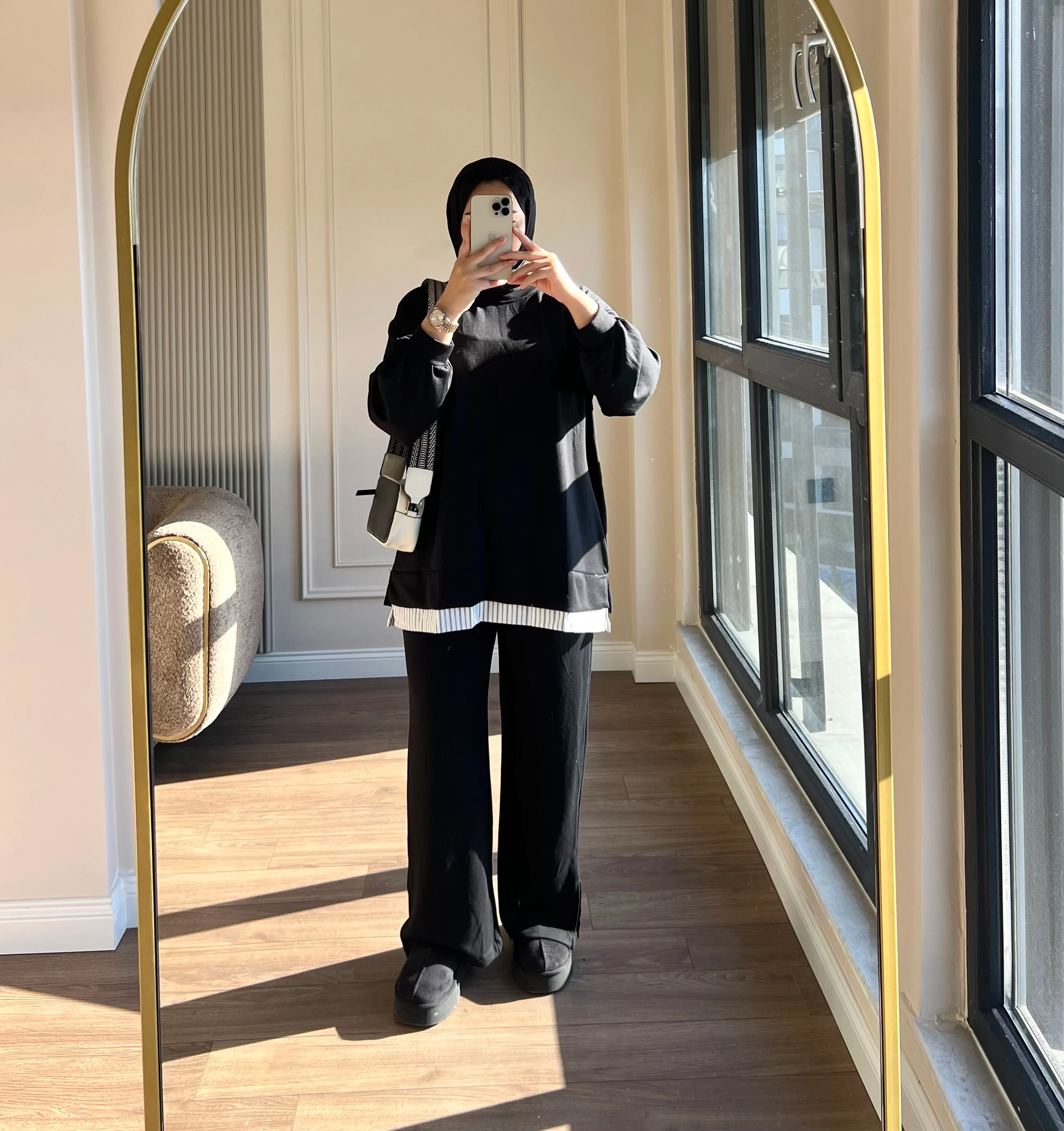 Gömlek Detaylı Oysh Takım Siyah 