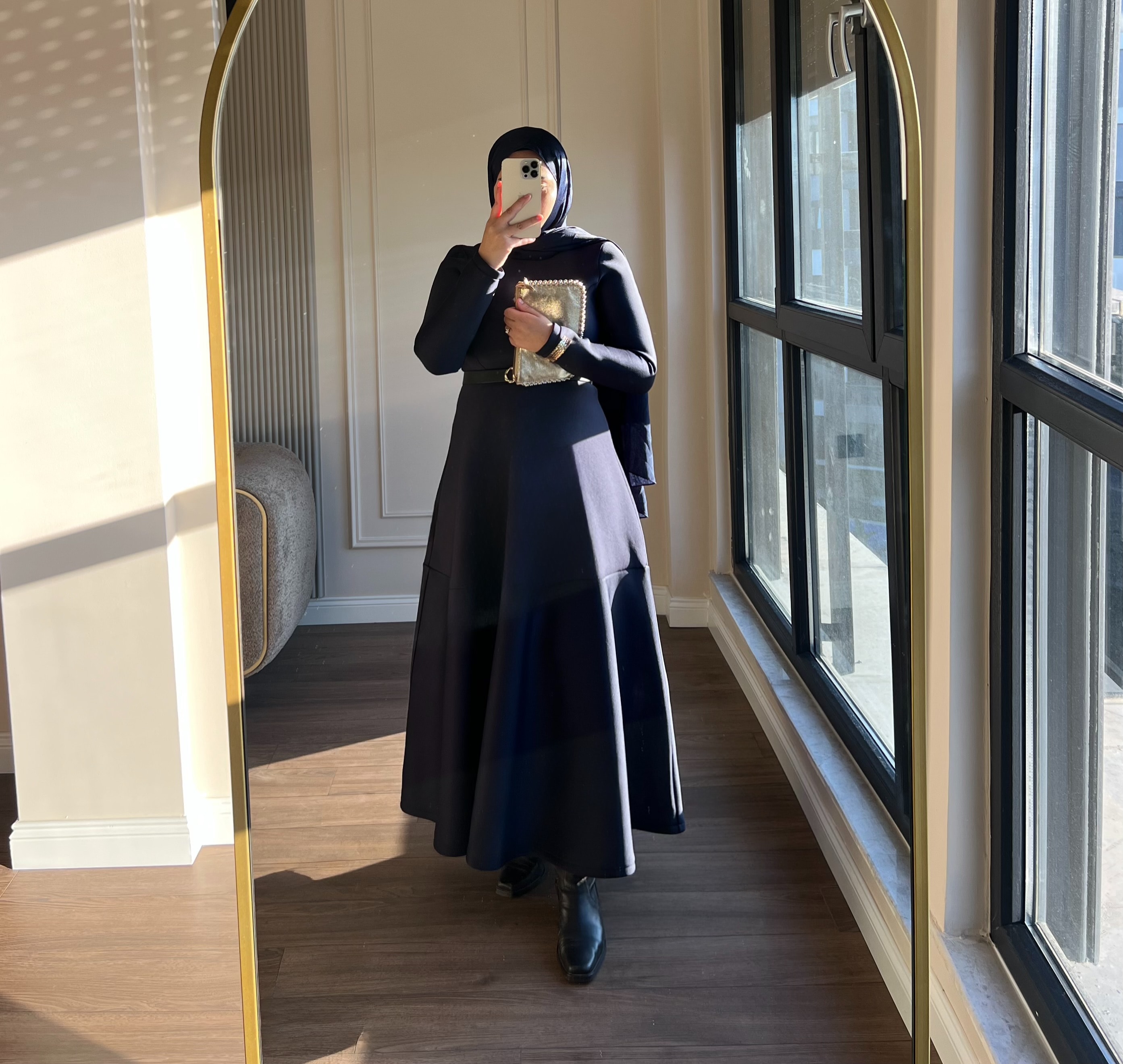 Linda Scuba Elbise Lacivert 