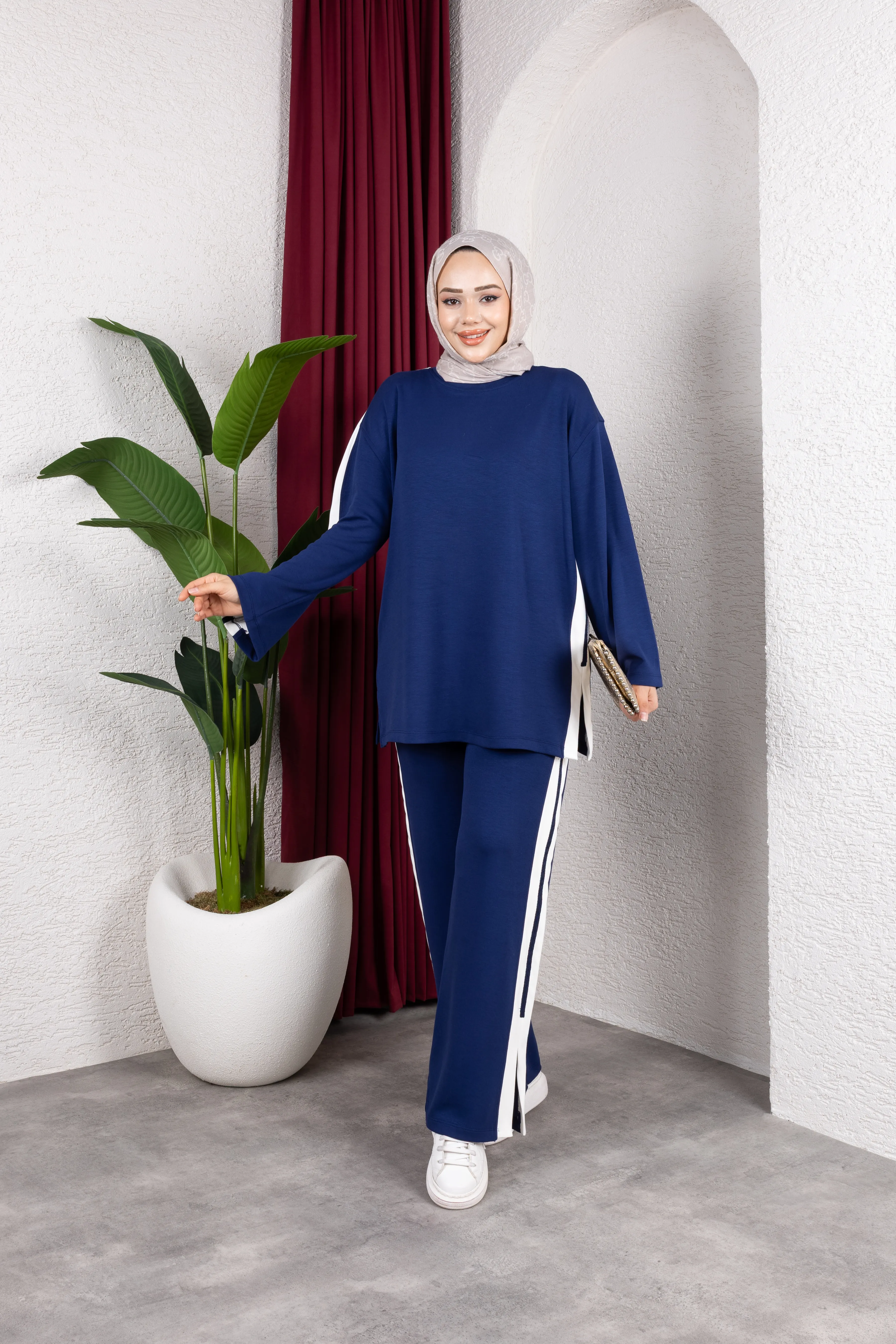 Aja Şerit Detaylı Takım Lacivert 