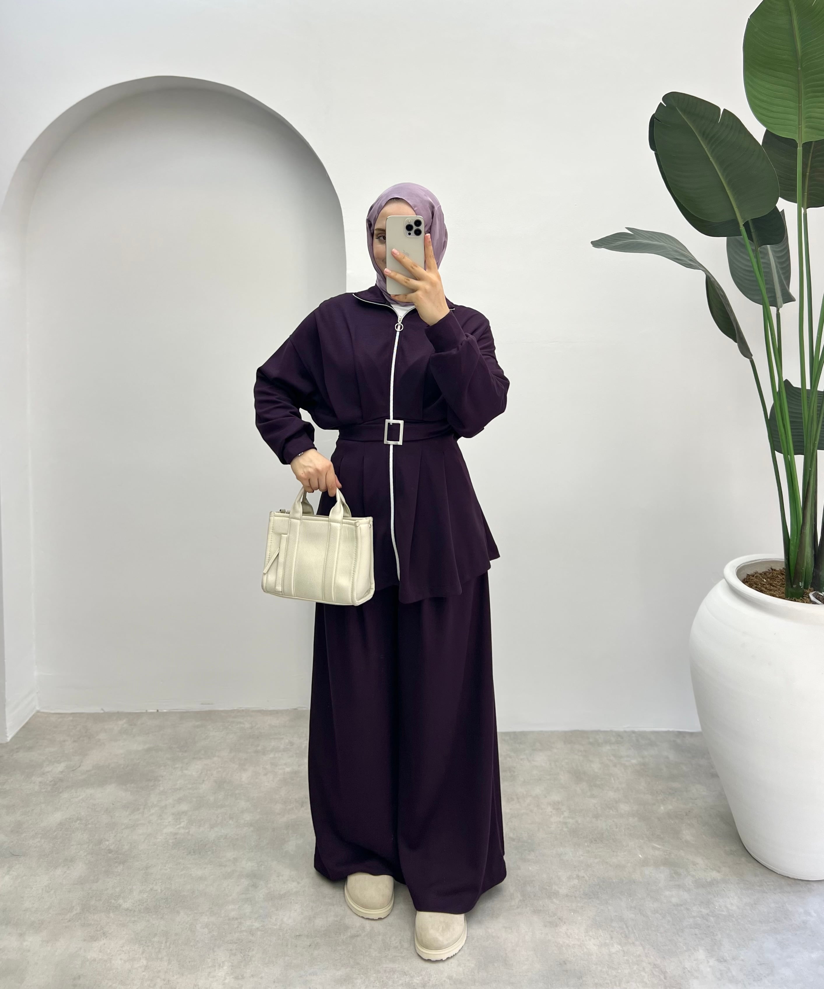 Lia Kemerli Oysho Takım Mürdüm