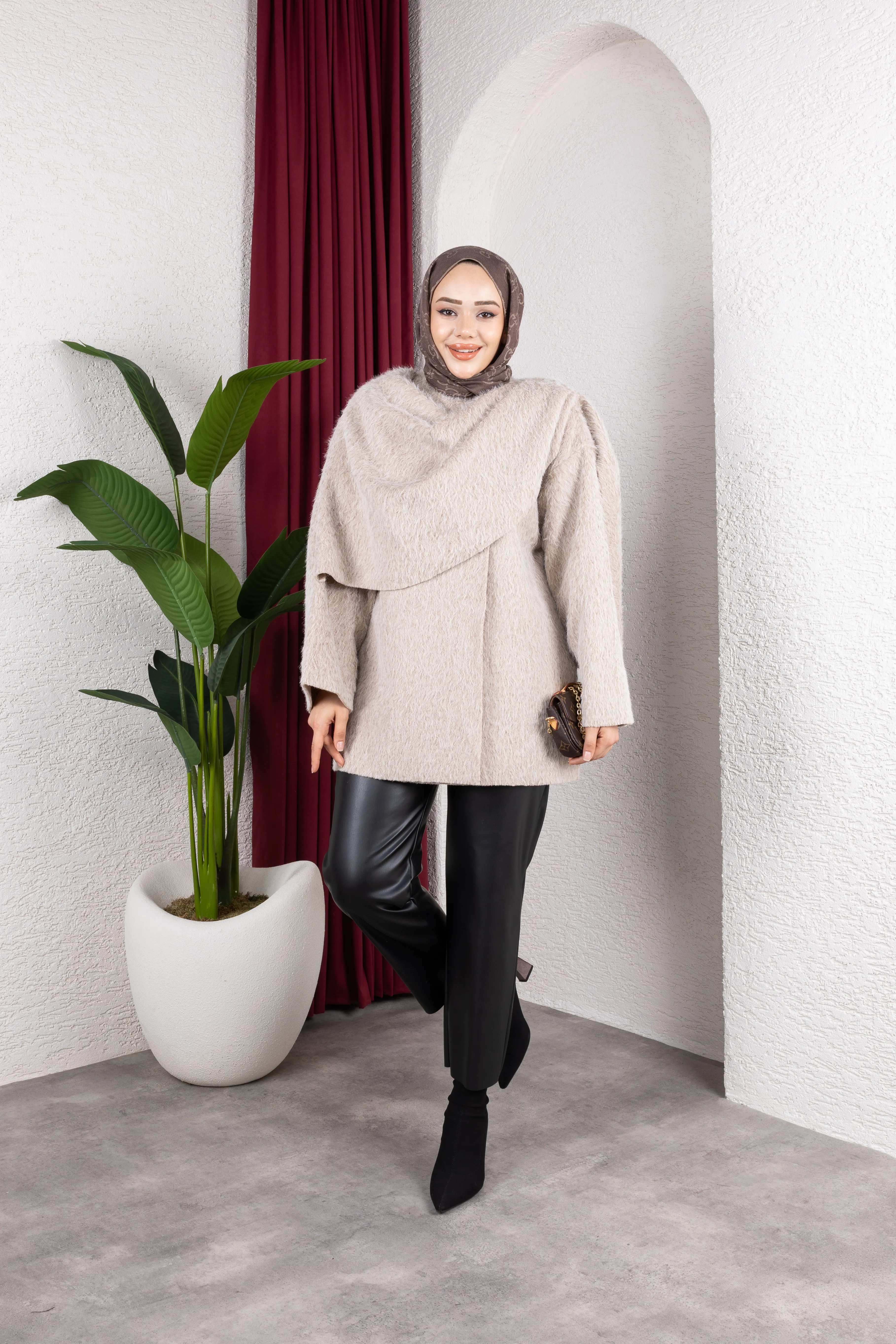 Eva Şal Yaka Kaban Vizon