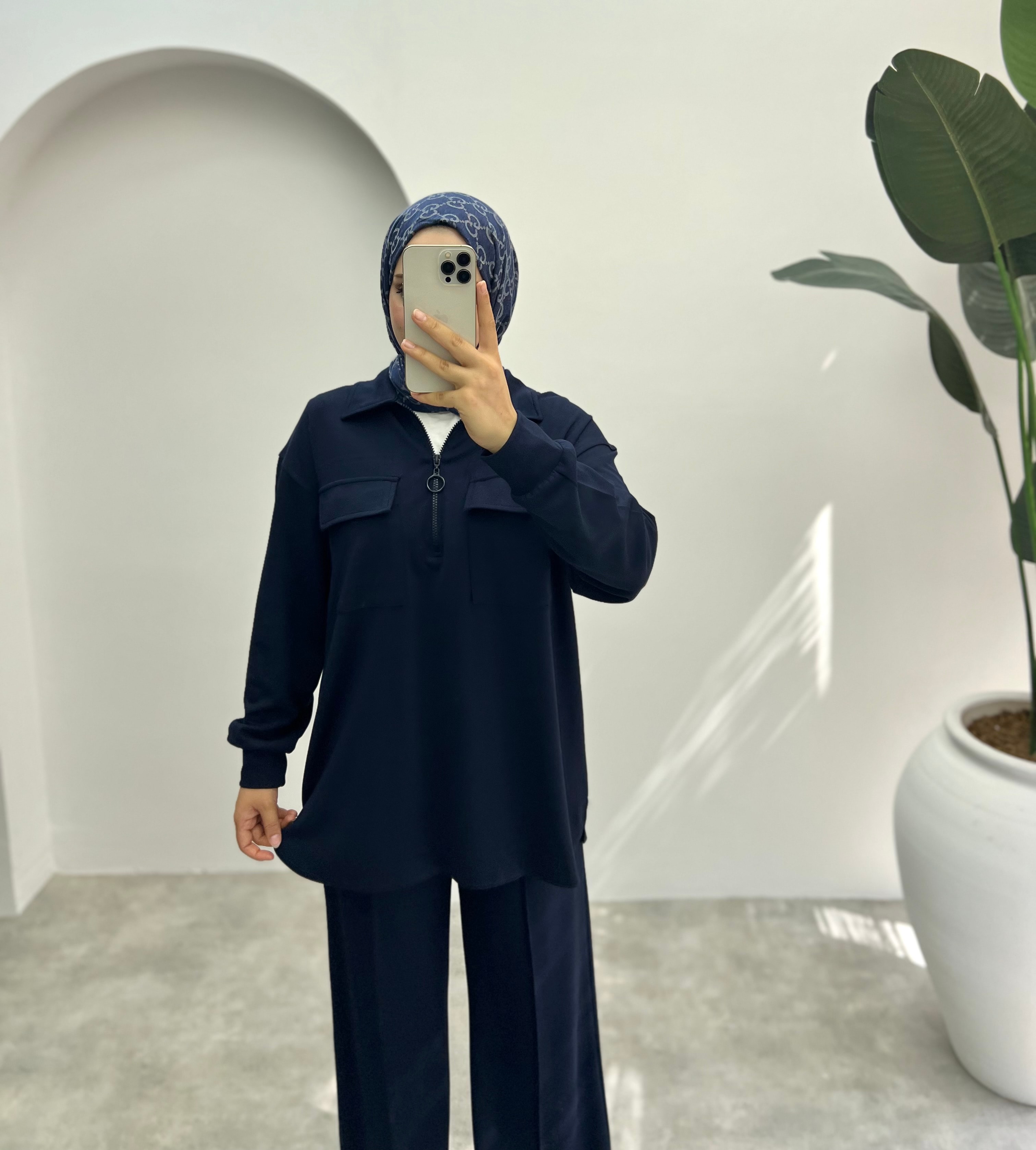 Yarım Fermuarlı Premıum Takım Lacivert 