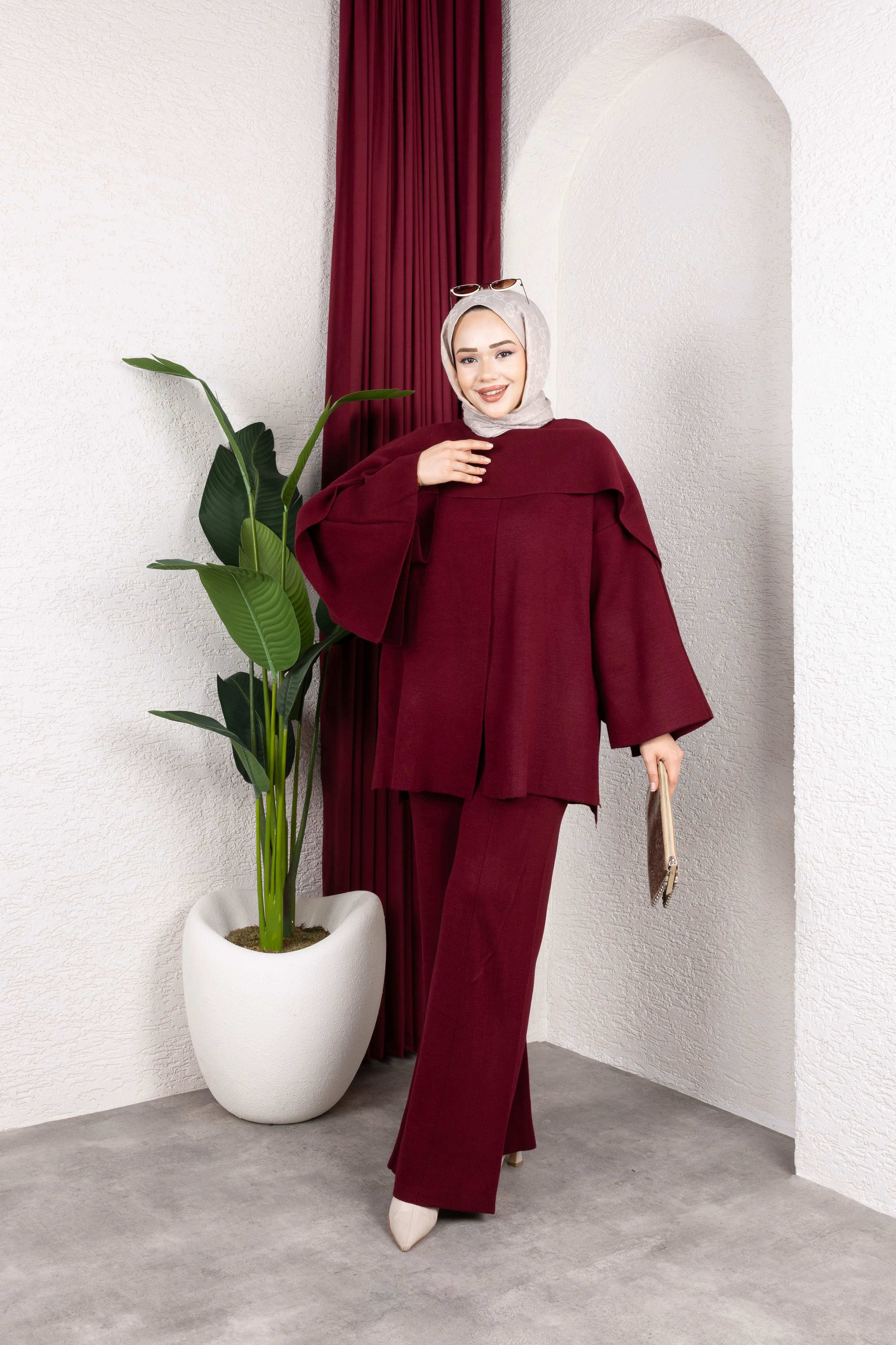 Şal Yaka Triko Pantolonlu Takım