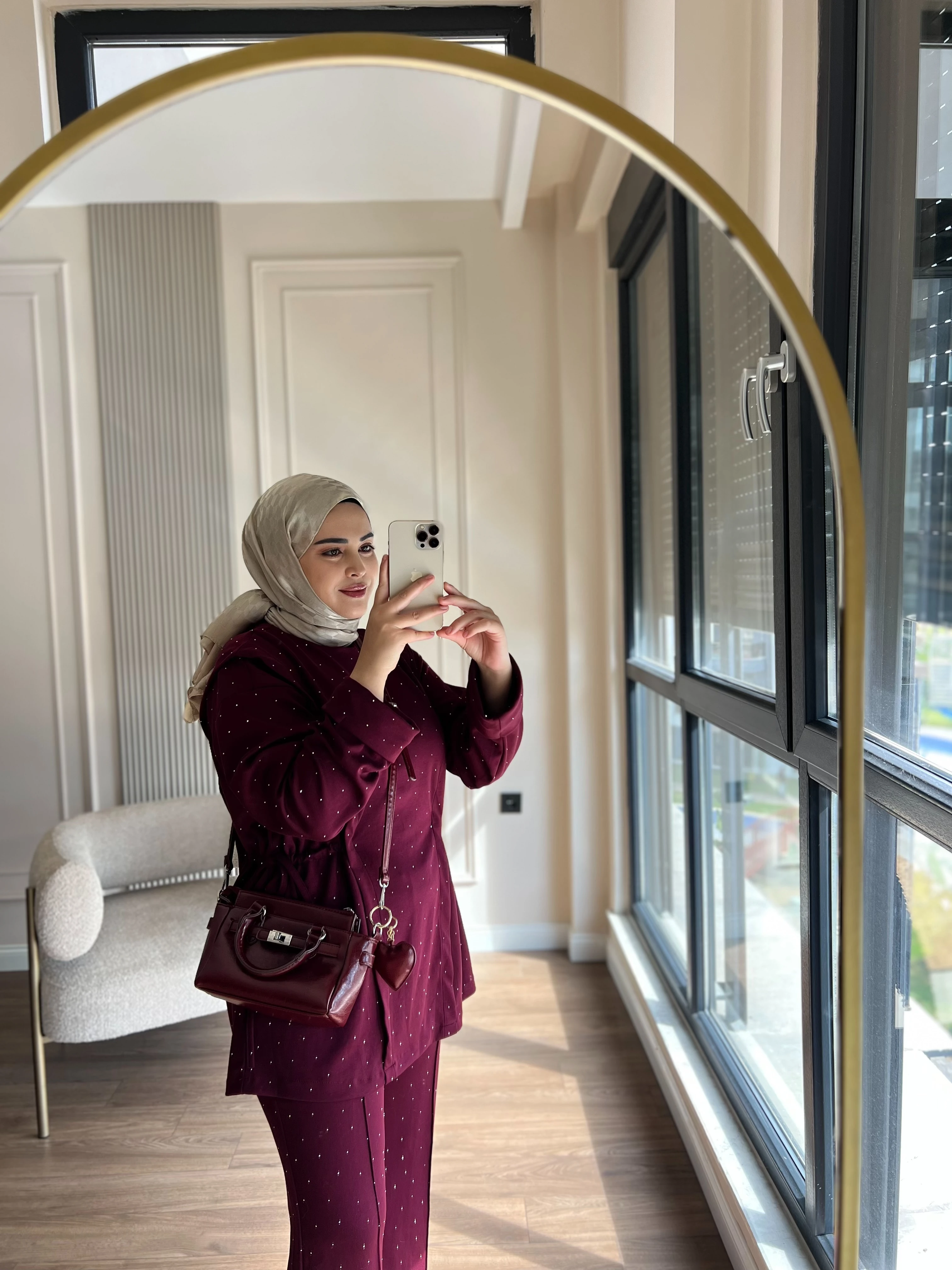 Taşlı Premium Oys Takım Bordo