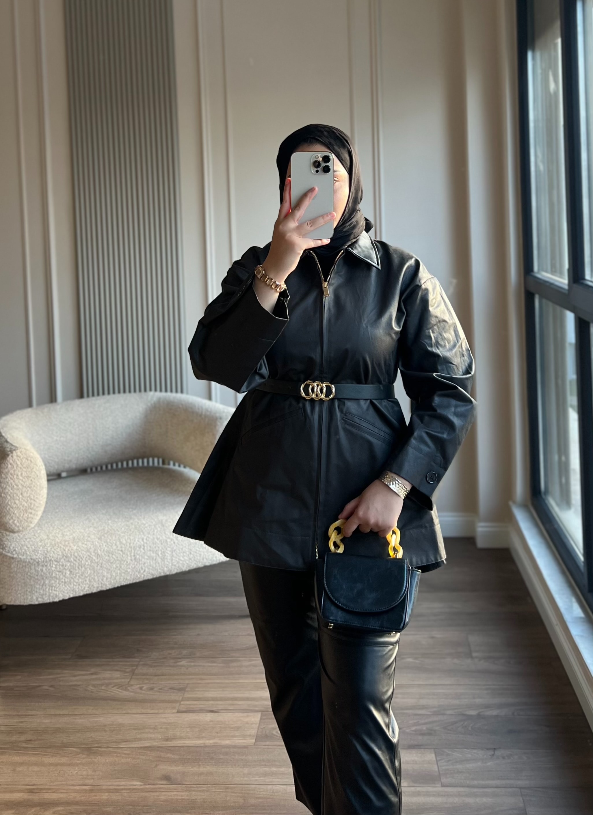 Belden Oturtmalı Fermuarlı Trenç Acı Kahve